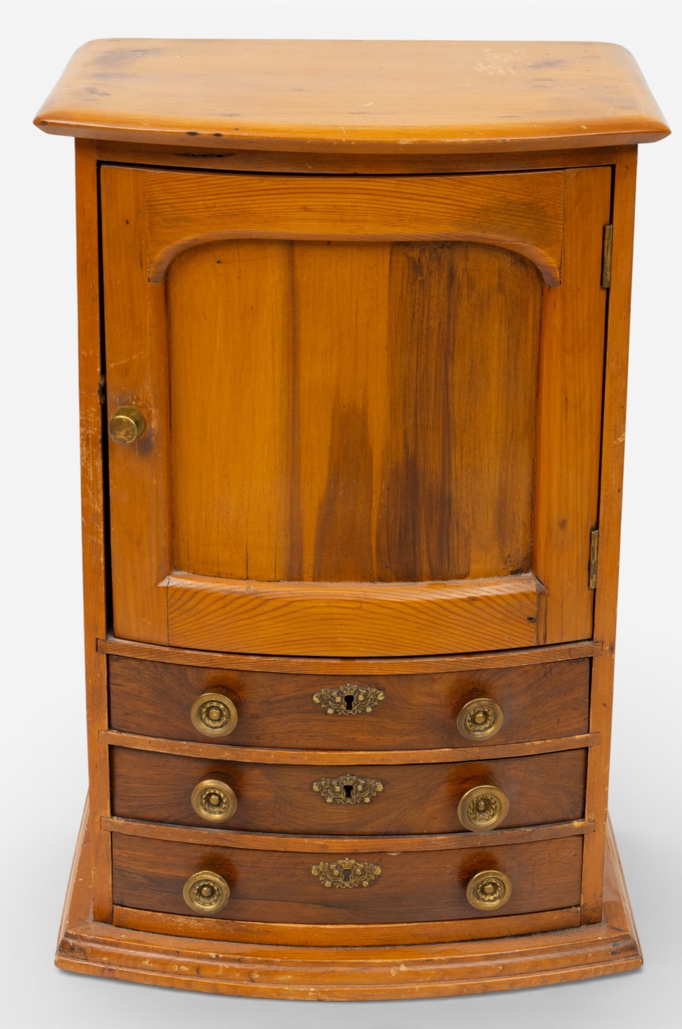 English Carved Wood Salesman Sample Linen Press, H 19.5" W 13" Depth 10" (1 of 5)