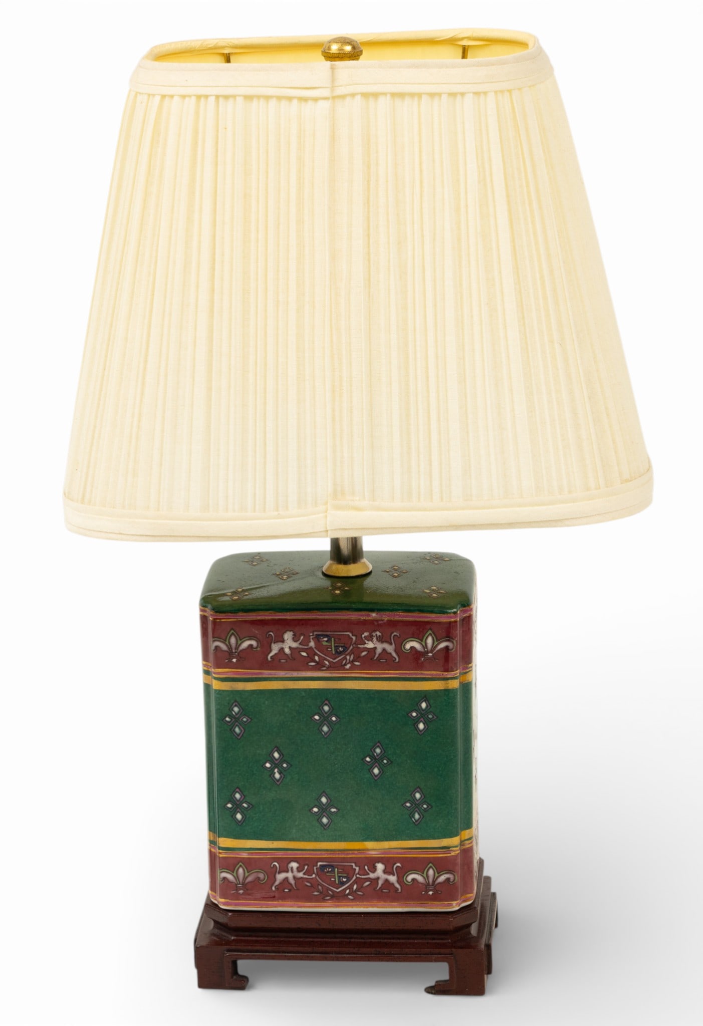 Cannister Style Painted and Enameled Porcelain Table Lamp, Ca. 20th C., H 18" (1 of 6)