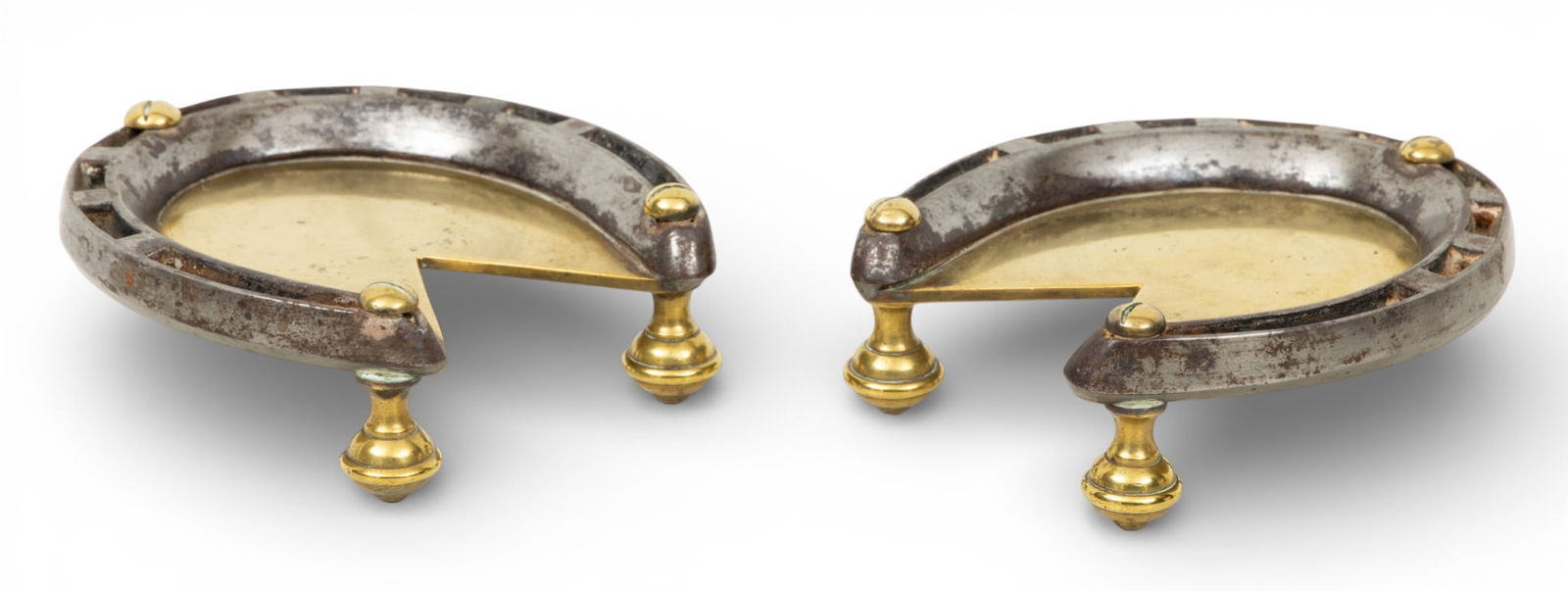 Victorian Horse Shoe Trivets on Brass Legs H 1.5" W 5.5" L 4.75" 1 PAIR (1 of 5)