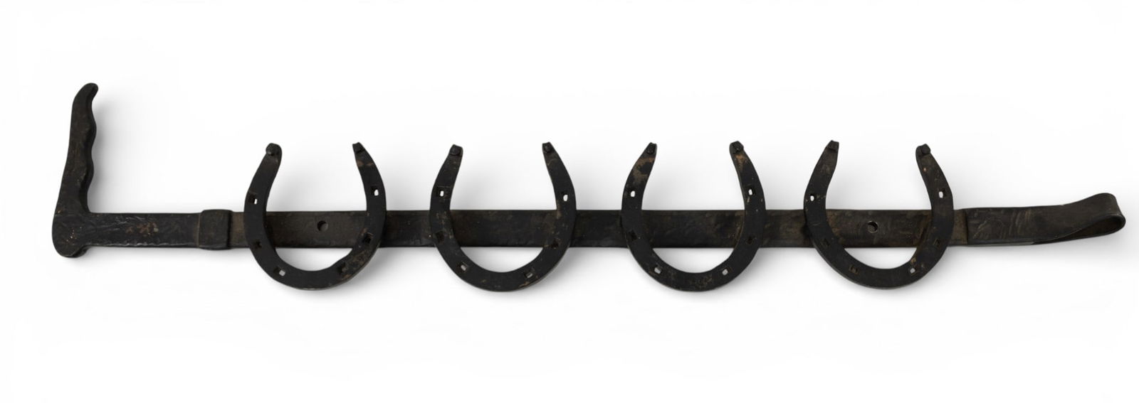Equestrian Cast Iron Riding Crop and Horse Shoe Hooks H 7" L 28" Depth 1" (1 of 4)