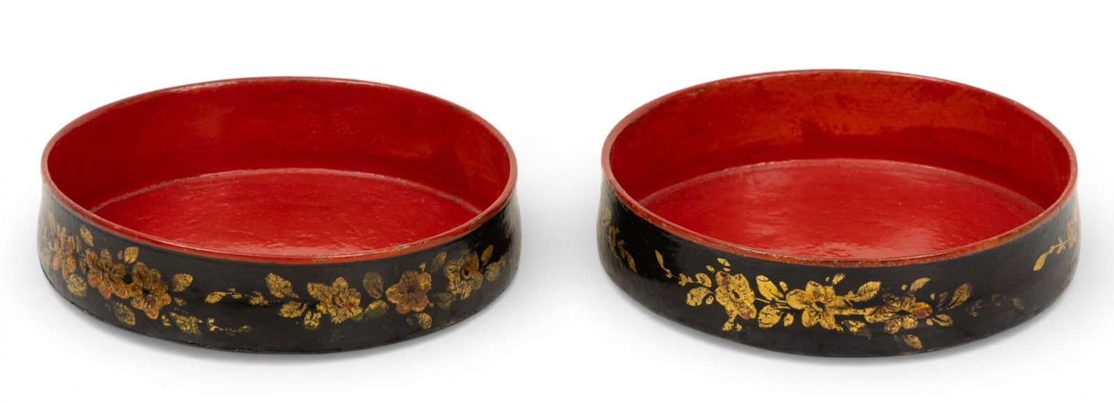 Regency Papier Mache Wine Coasters H 1" Dia. 5.25" 1 PAIR (1 of 3)