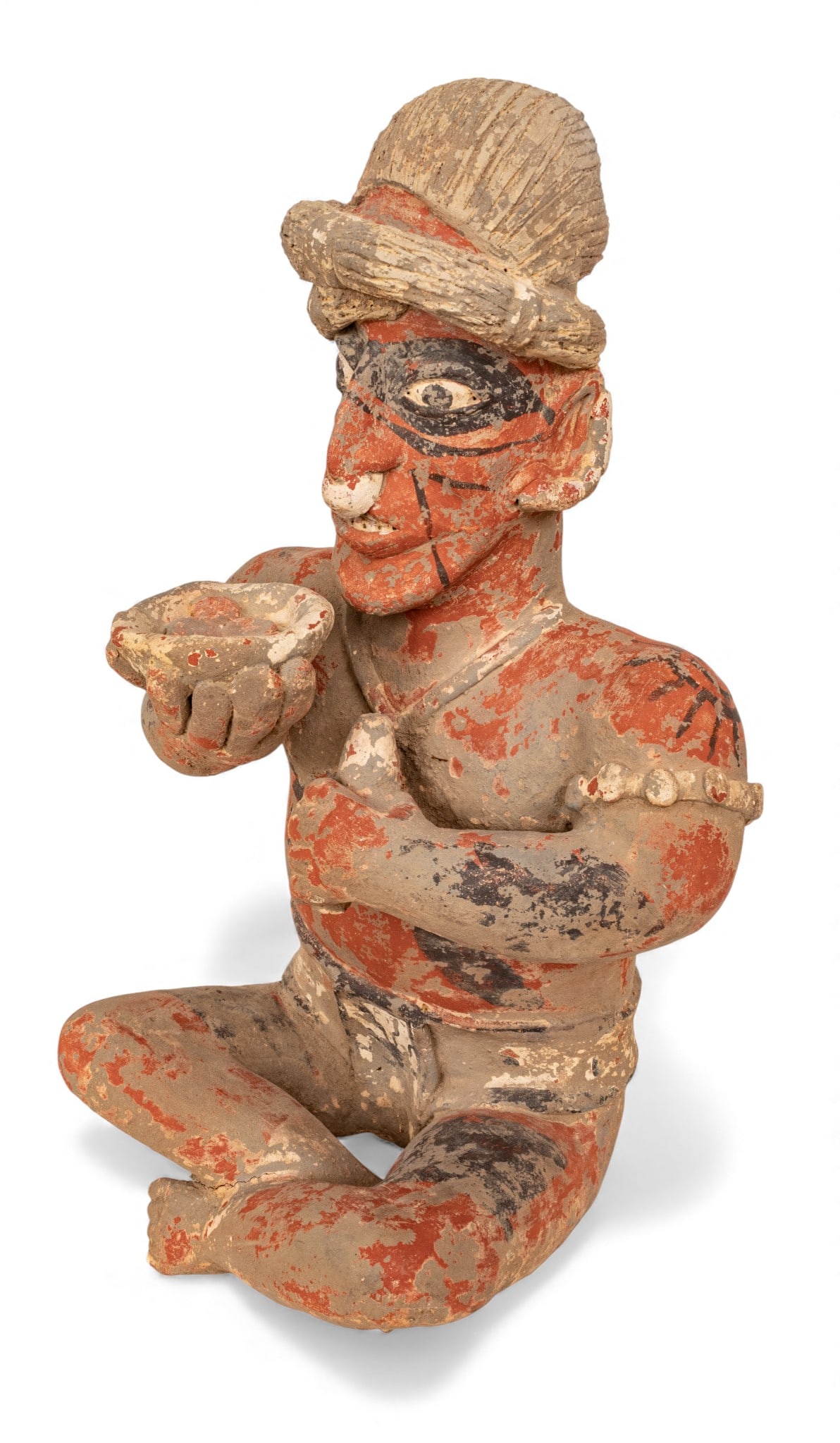 Pre Columbian Style Pottery Seated Figure H 17" W 8" (1 of 7)
