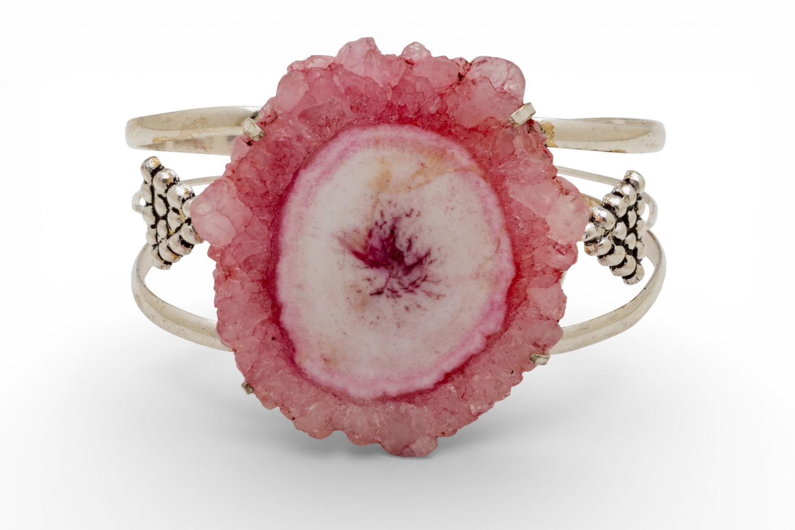 Sterling Silver and Agate Cuff Bracelet W 2.5" 33.2 g (1 of 6)