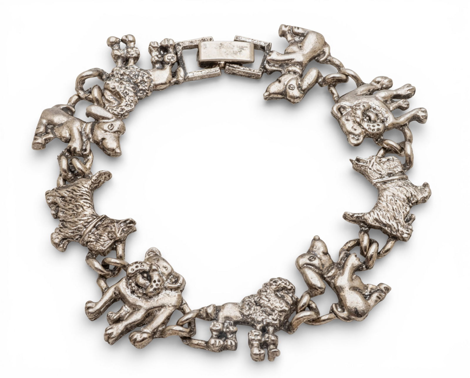 Sterling Silver Dog Link Bracelet L 7" 20.8 g (1 of 5)