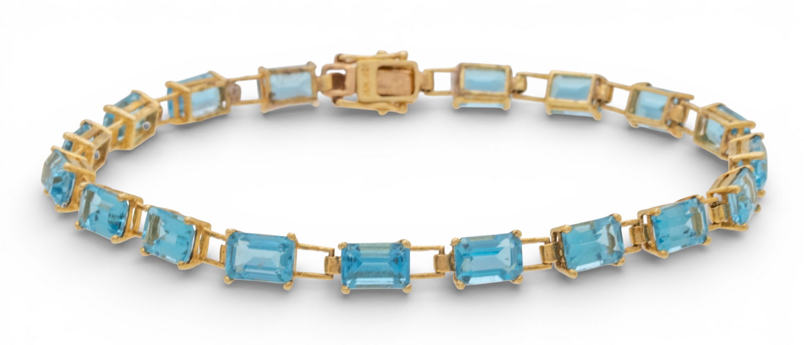 10k Yellow Gold and Topaz Line Bracelet L 7" 6.8 g (1 of 7)