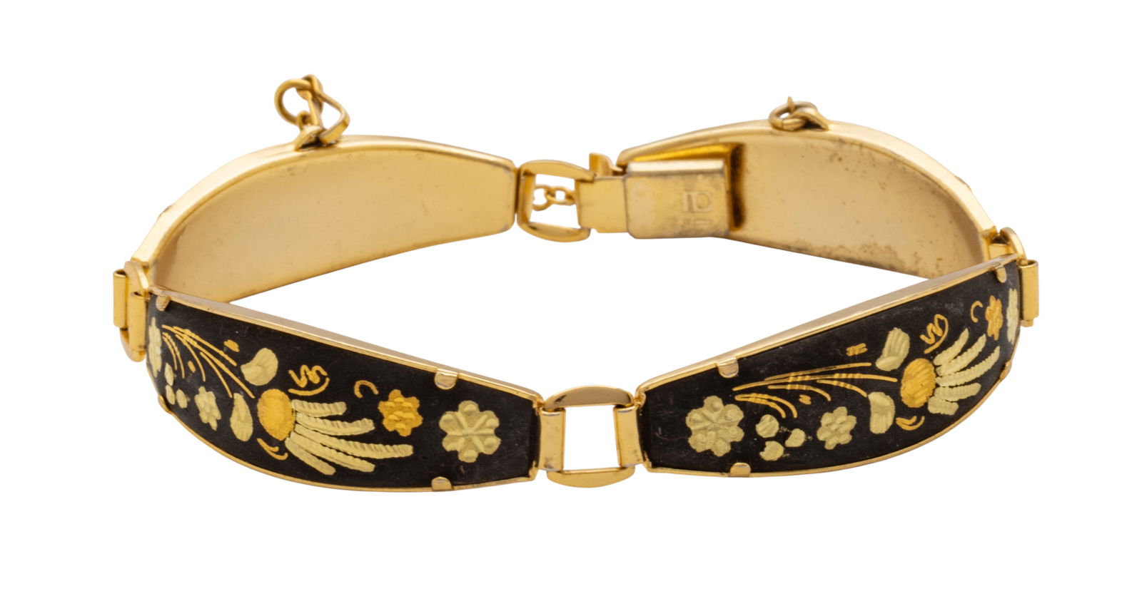 Amita, Japanese Damascene Link Bracelet 1950, L 6" 17.7 g (1 of 6)