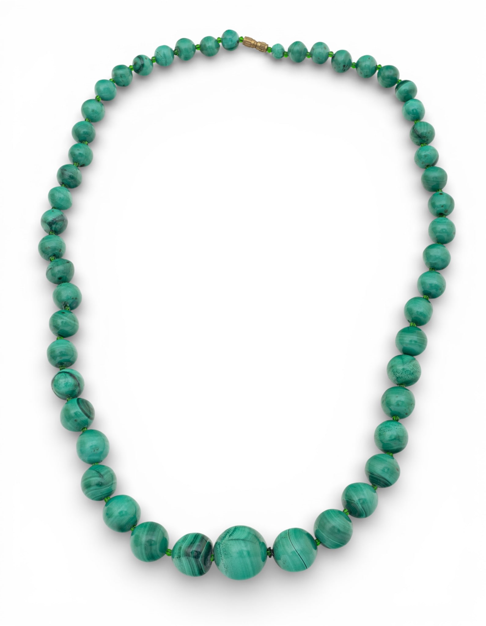 Green Malachite Bead Necklace L 20" 3.3 t oz 1 PC (1 of 4)