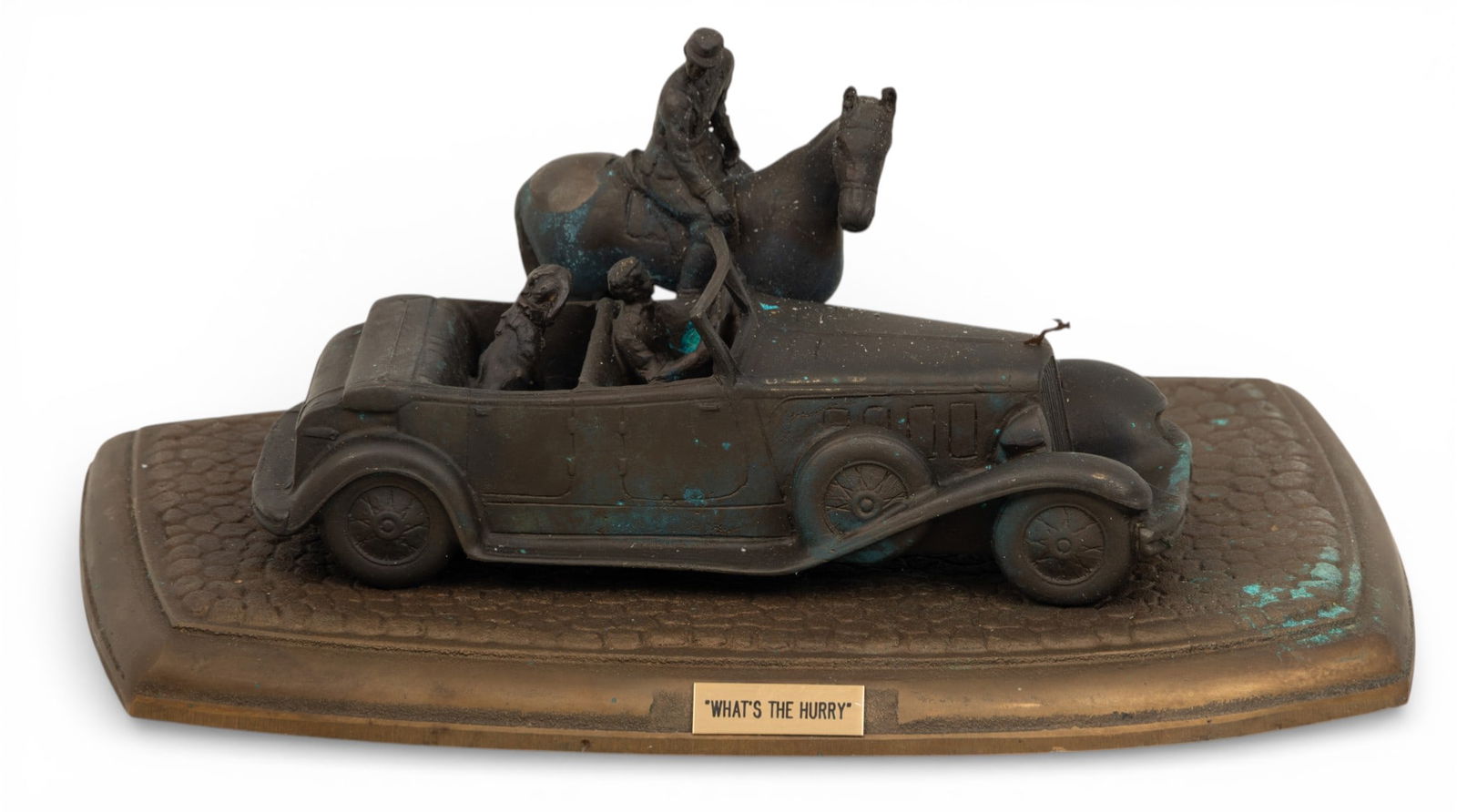 Chrysler Parts and Service MOPAR Bronze Sculpture, 1988, 'What's the Hurry', SN: 1136, H 4" W 10" (1 of 9)