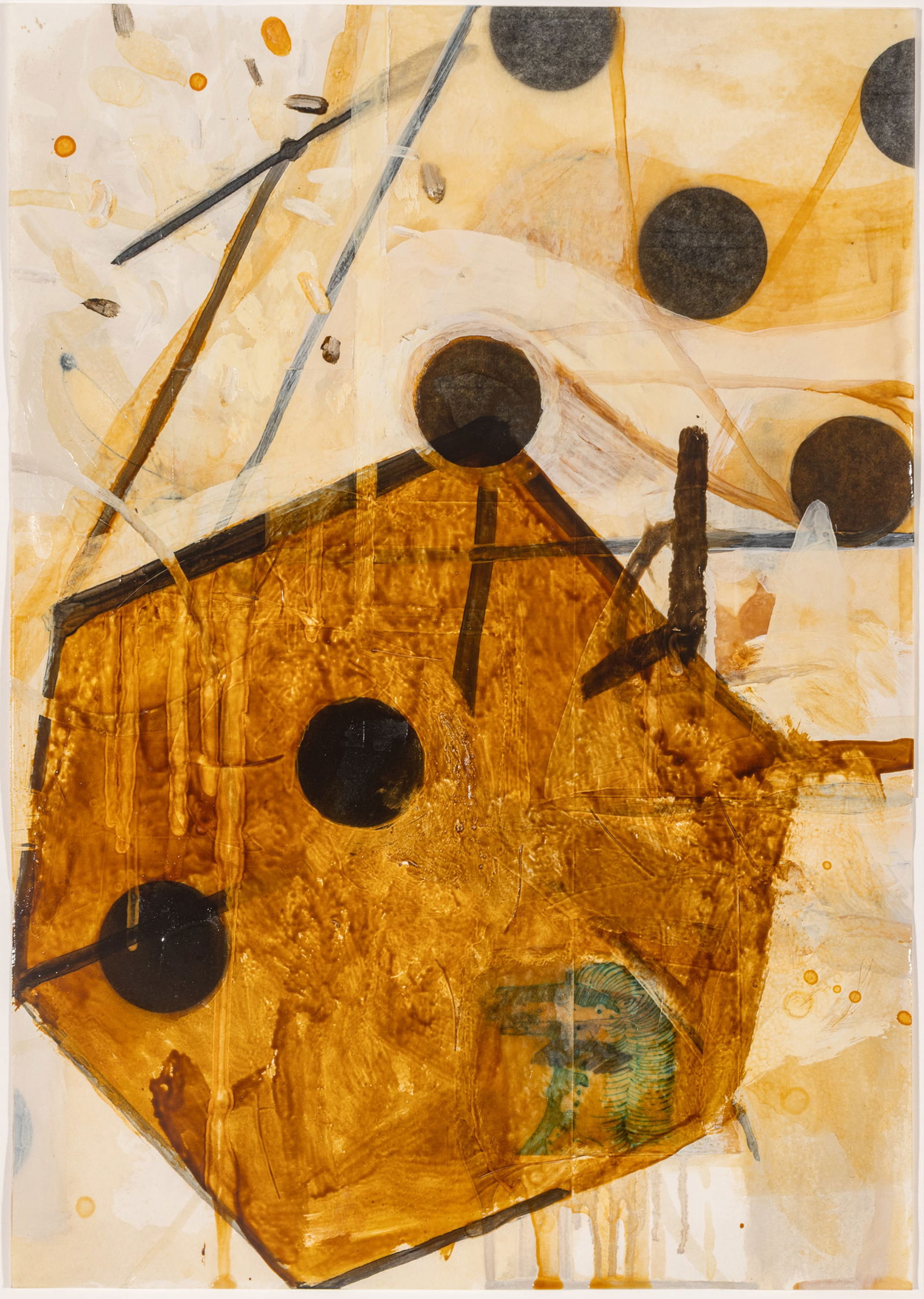 Scott Richter (American, B. 1943) Ink, Shellac and Collage on Paper, 1992, 'Untitled', H 21.5" W (1 of 8)