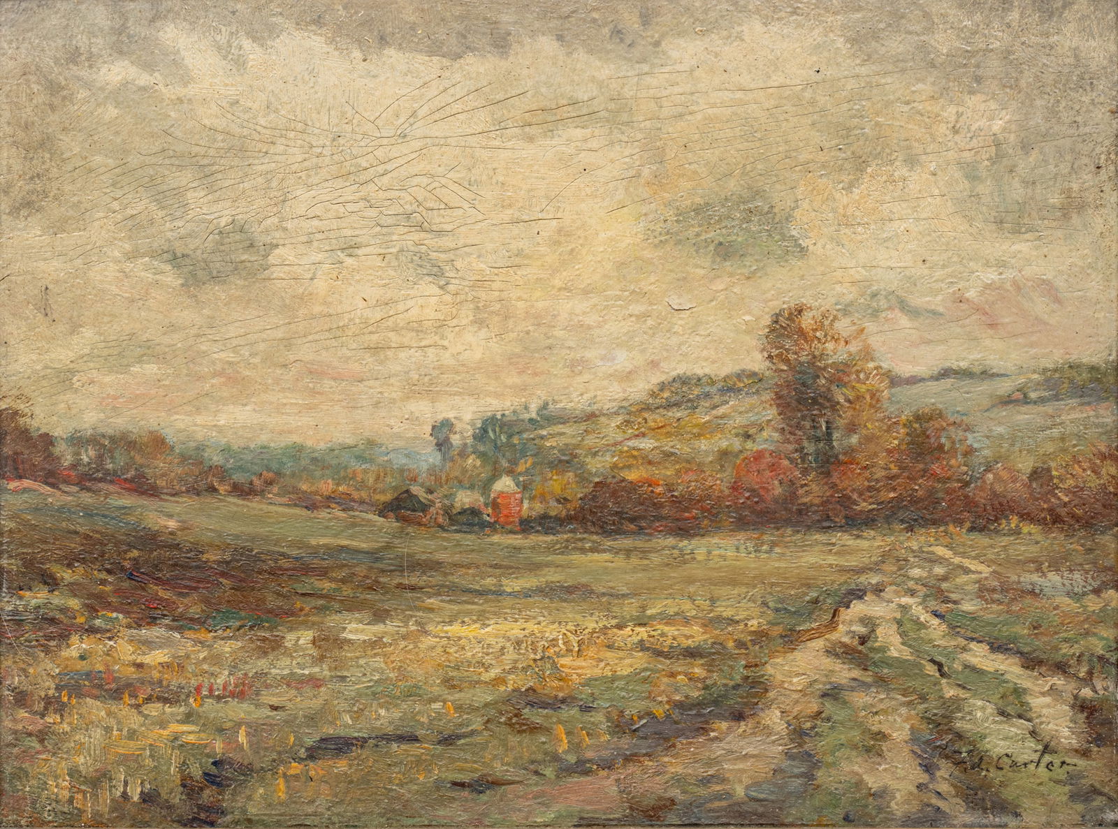 Fernando a Carter (American, 1855-1931) Oil on Panel, Ca. 1900, 'Rural Landscape, Syracuse, NY', H (1 of 8)