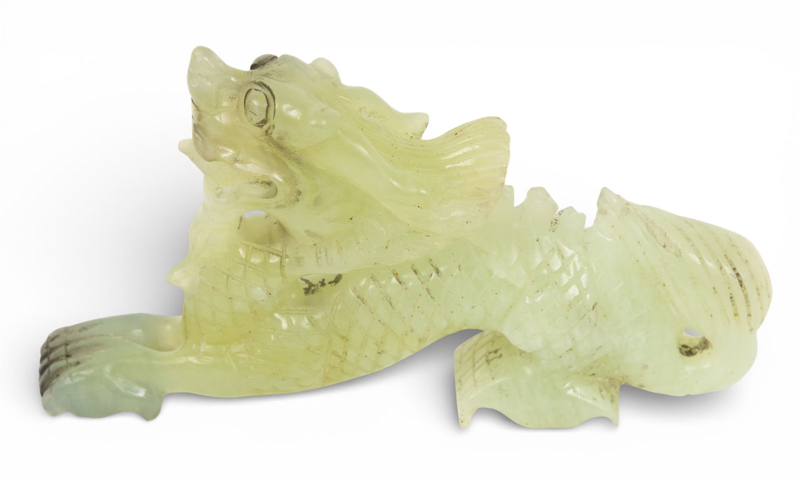 Chinese Carved Jade Dragon H 2.75" W 0.75" L 5" (1 of 4)