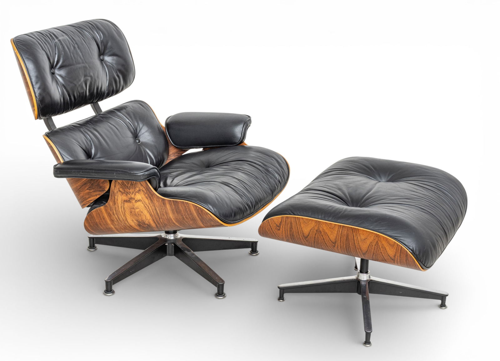 Charles and Ray Eames for Herman Miller (American) Black Leather and Rosewood 670 Lounge Chair and (1 of 9)