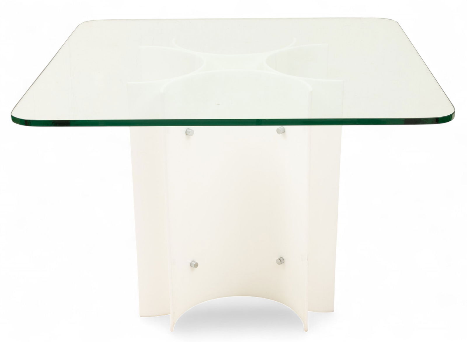 Modern Glass Top and Acrylic Base Table H 29" W 44" L 44" (1 of 2)