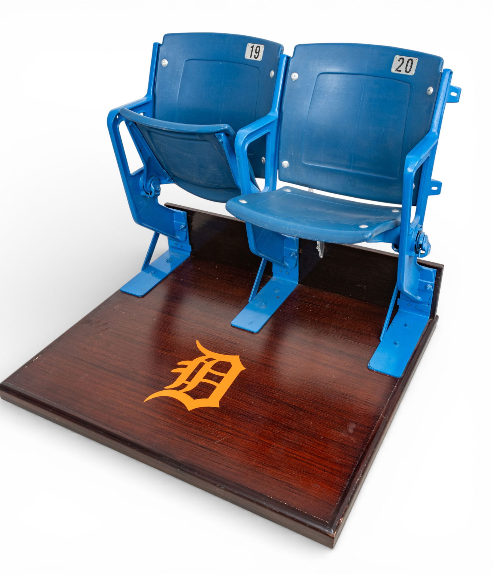 Detroit Tigers Set of Two Seats from Tiger Stadium, on Custom Platforms H 32.5" W 41" (1 of 7)