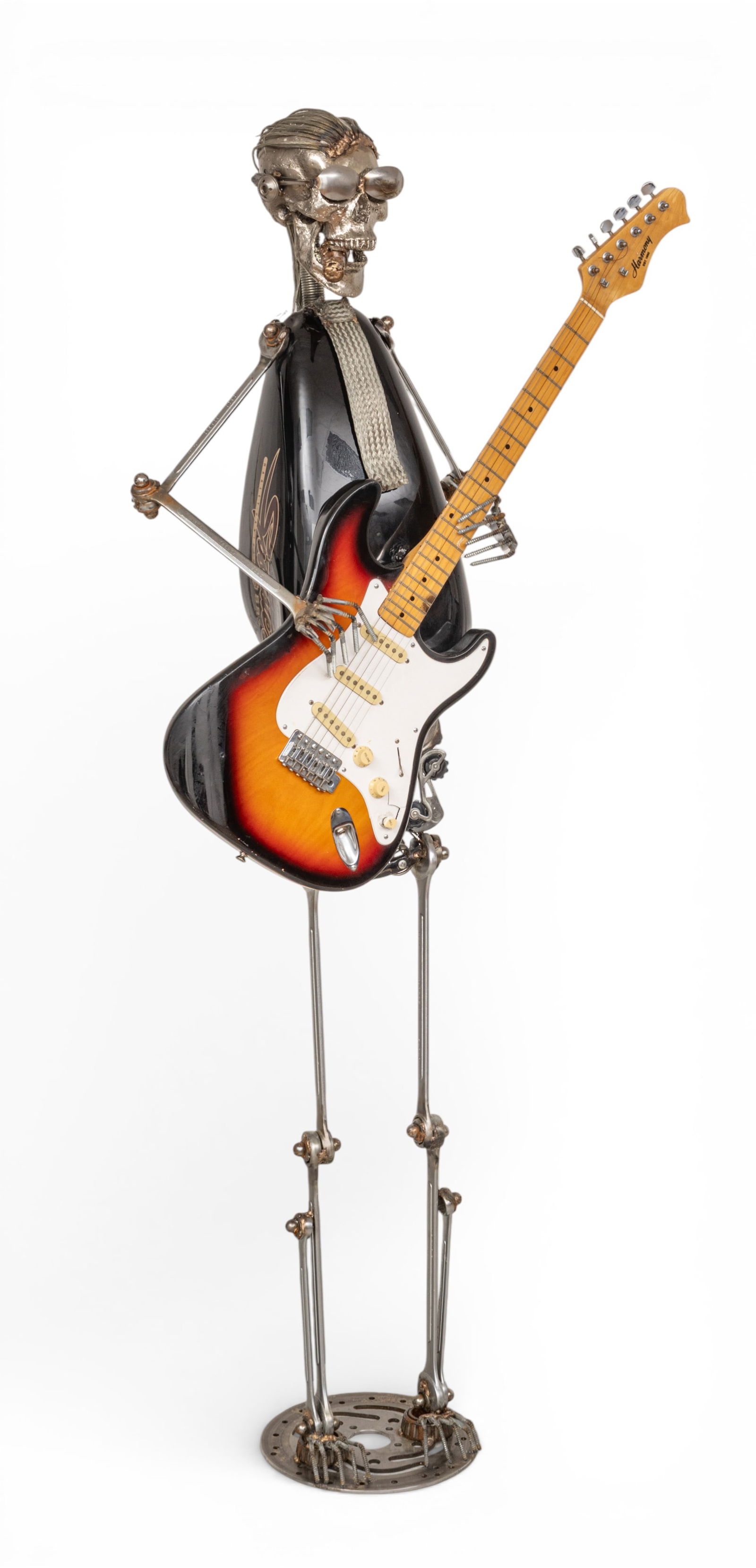Sonny Dalton (American, 1933-2011) Monumental Steampunk Mixed Metal Skeleton, "Guitar", 2003, H 67" (1 of 10)
