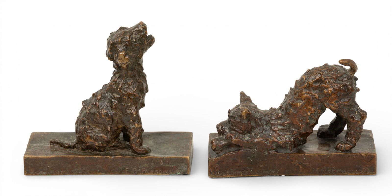 Edith Barretto Stevens Parsons (American, 1878-1956) Original Solid Cast Bronze Terrier Bookends, (1 of 8)