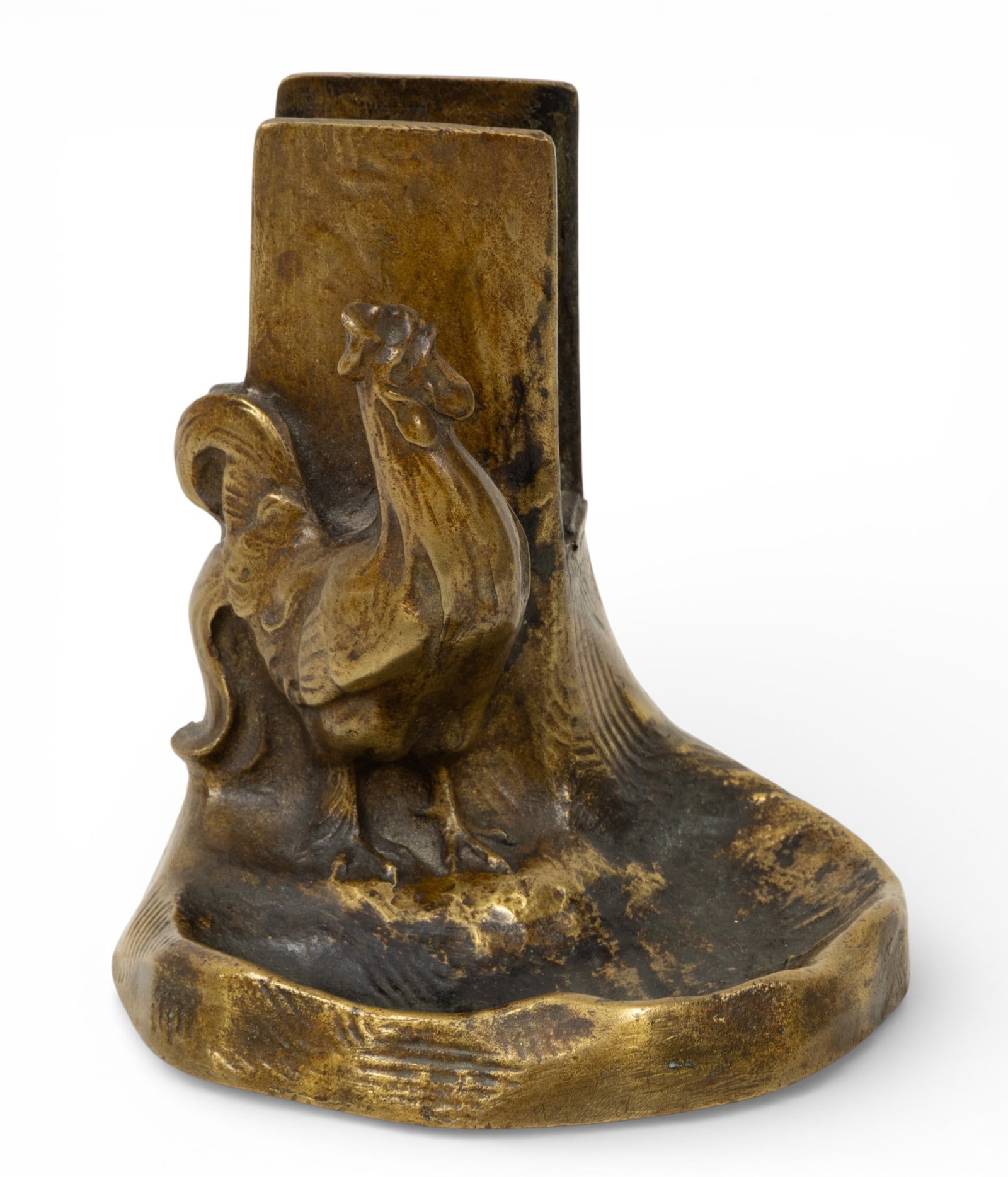 Adolf Josef Pohl (Austrian, 1872-1930) Art Nouveau Bronze Rooster Matchbox Holder, Early 20th C., H (1 of 5)