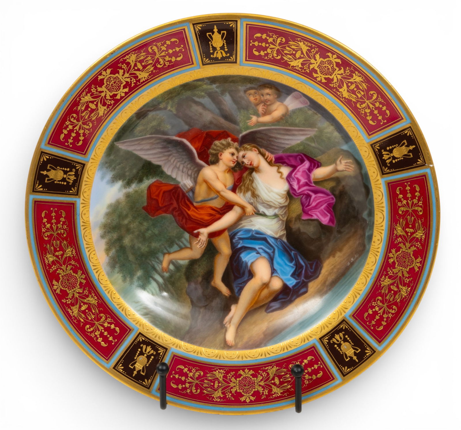 Royal Vienna (Austrian) Porcelain Cabinet Plate, 19th C., 'Cupid and Psyche', Dia. 9.5" (1 of 4)