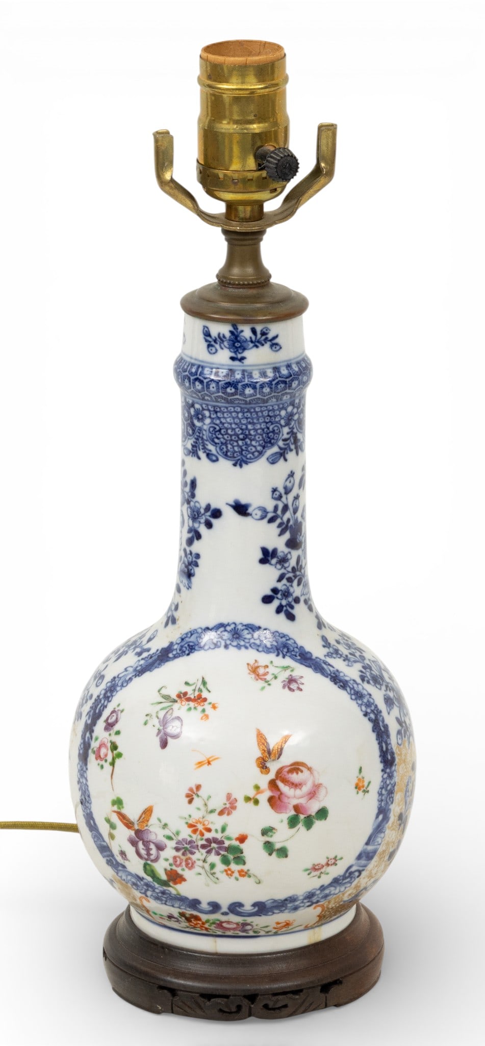 Chinese Export Porcelain Vase Wired As Lamp 18th.c, H 14.5" Dia. 5.5" (1 of 4)