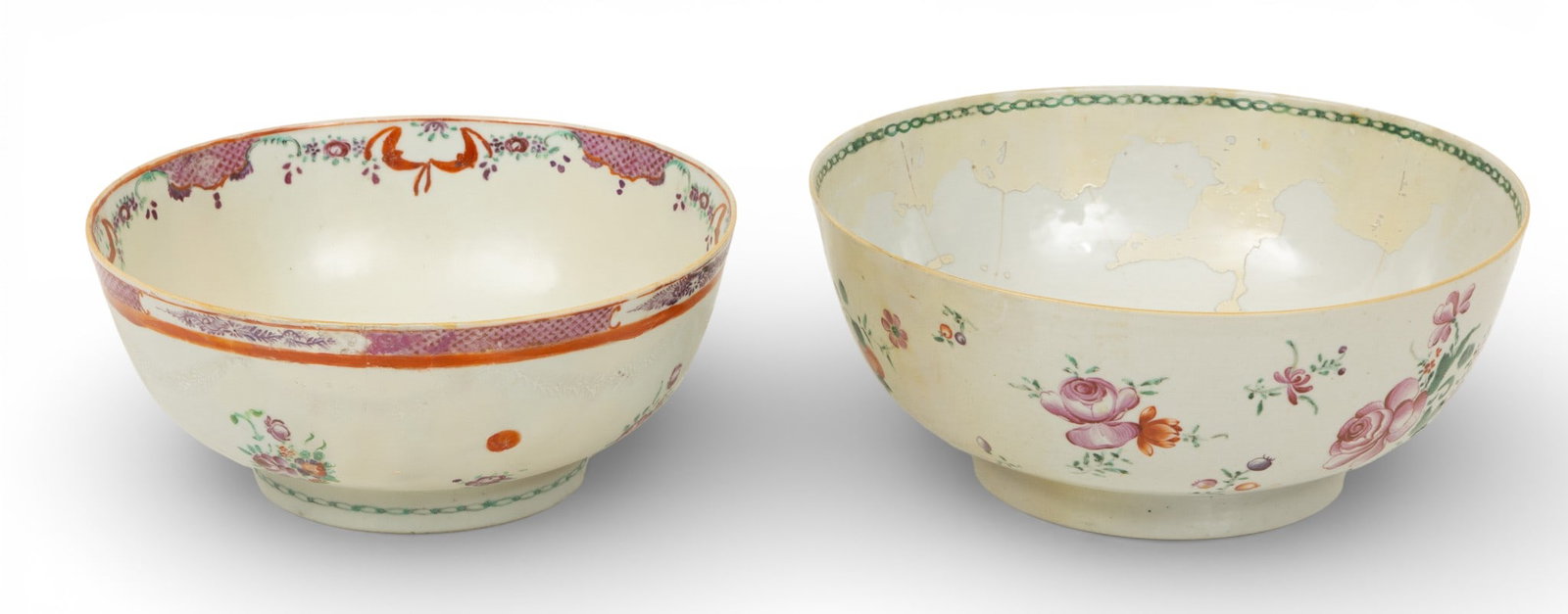Chinese Export Punch Bowls 18th.c., 'As Is', 2 PCS (1 of 4)
