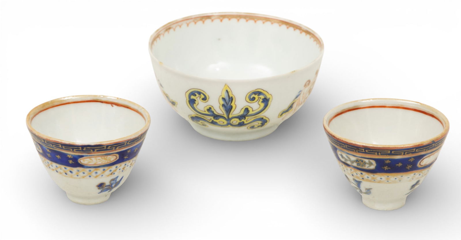 Chinese Export Cups (2) Cups and a Marriage Cup 3 PCS (1 of 5)