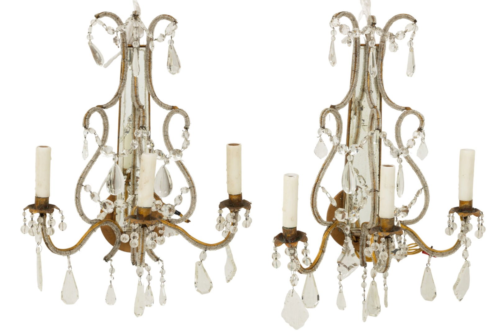 French Mirrored Back Sconces H 18" W 16" Depth 10" 1 PAIR (1 of 8)