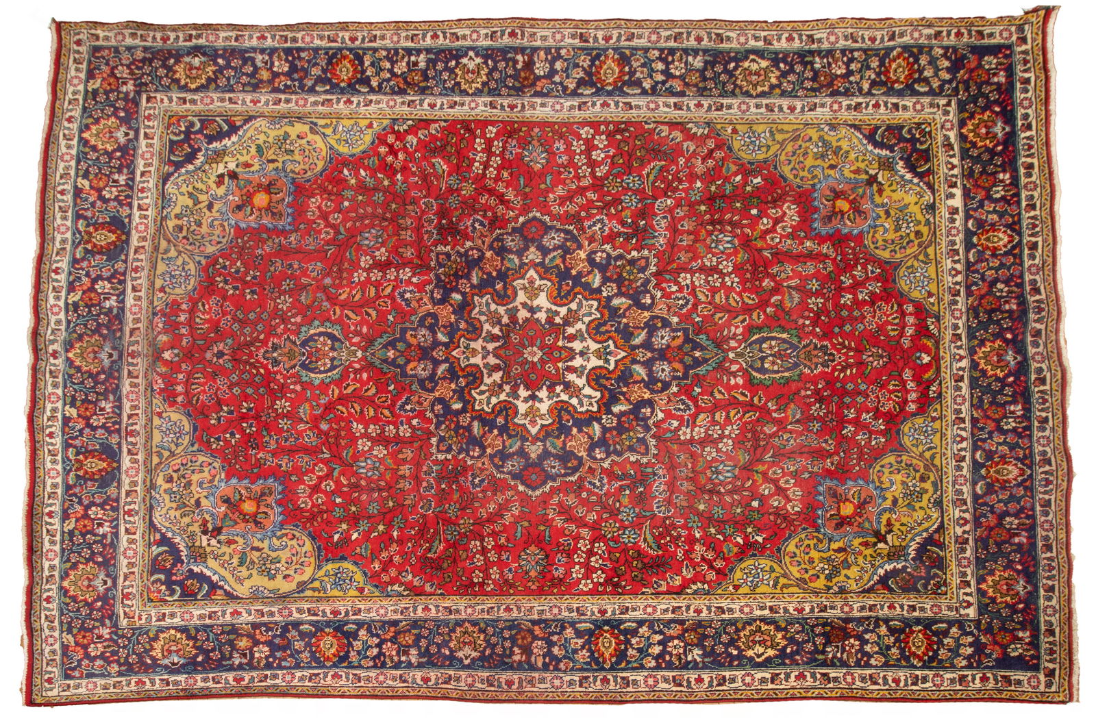 Persian Mashad Hand Woven Wool Oriental Rug 1950, W 9' 11" L 13' 2" (1 of 9)