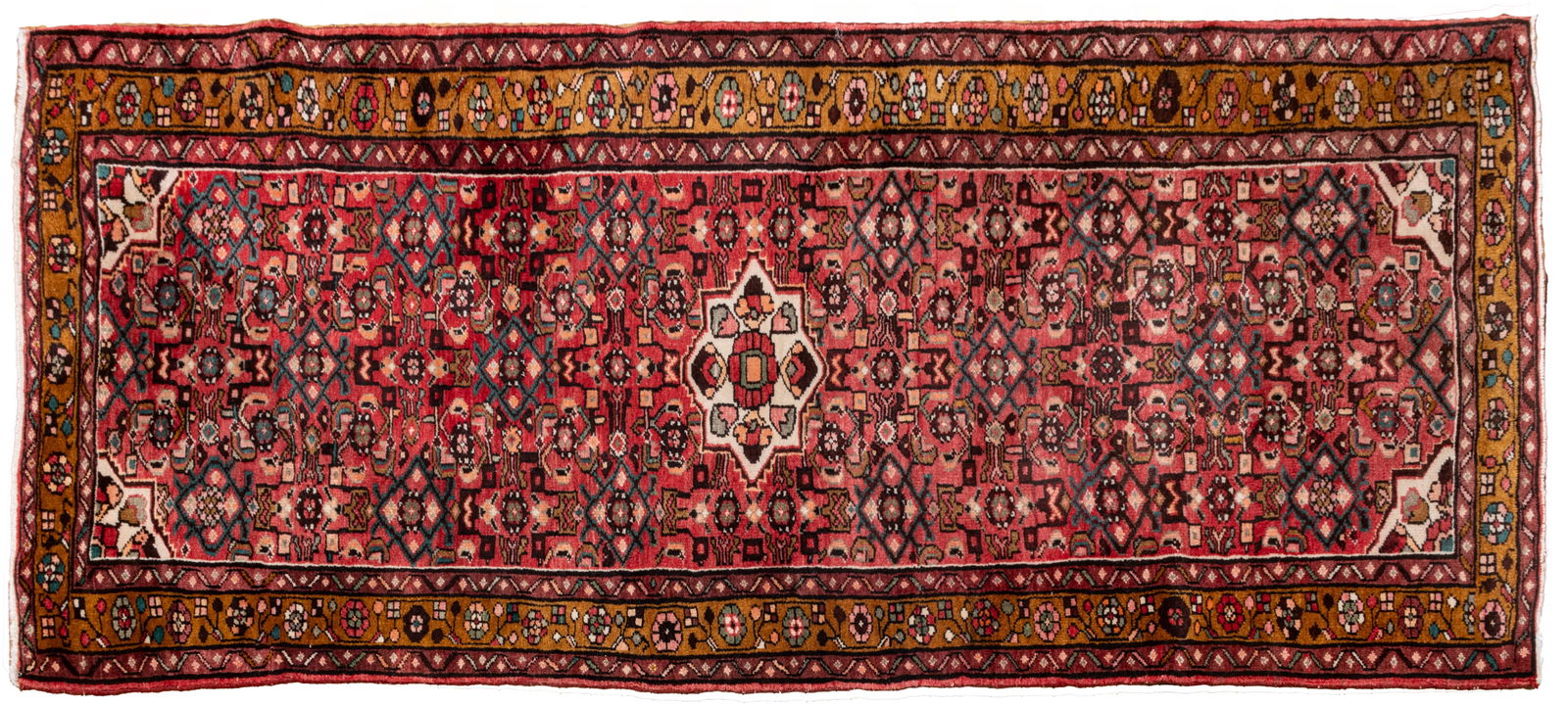 Persian Hamadan Hand-woven Wool Runner, Ca. 1950's, H 9' W 4' (1 of 5)