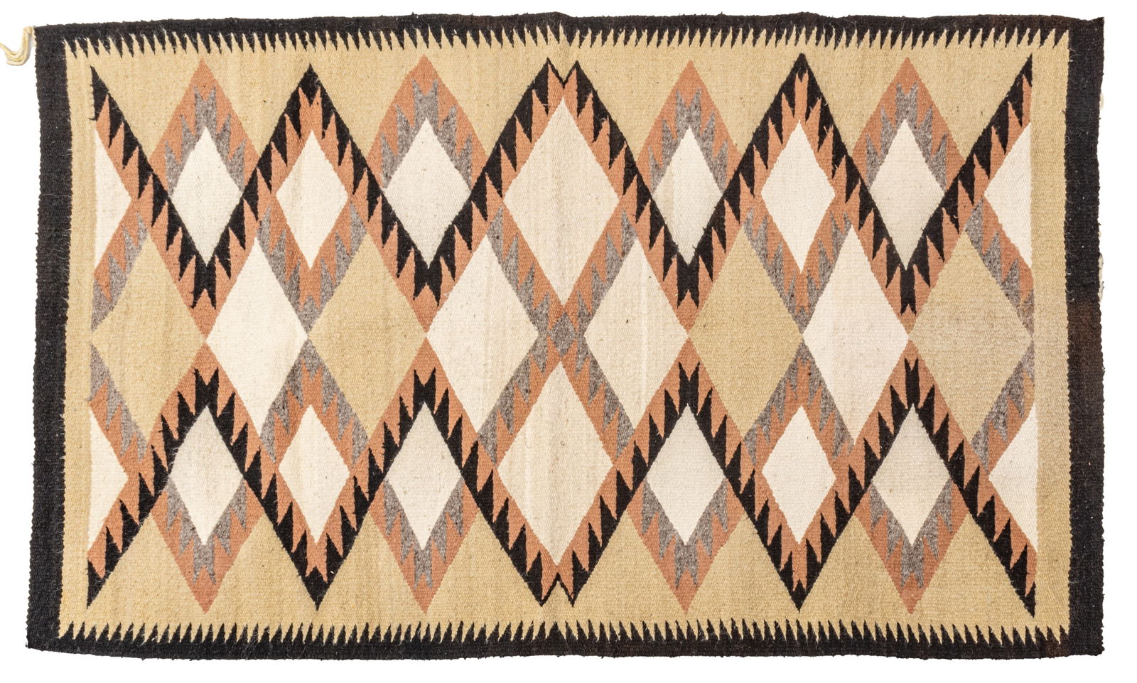 Navajo Culture Crystal Handwoven Wool Rug, Ca. 1910-1930, W 3' L 4' 11" (1 of 3)