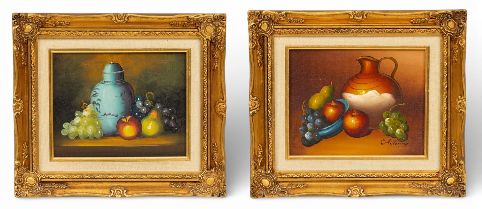 C. H. Henry, Still Life Paintings on Board 1950, H 8" W 10" Frame Size: H 13" W 15" 1 PAIR (1 of 9)