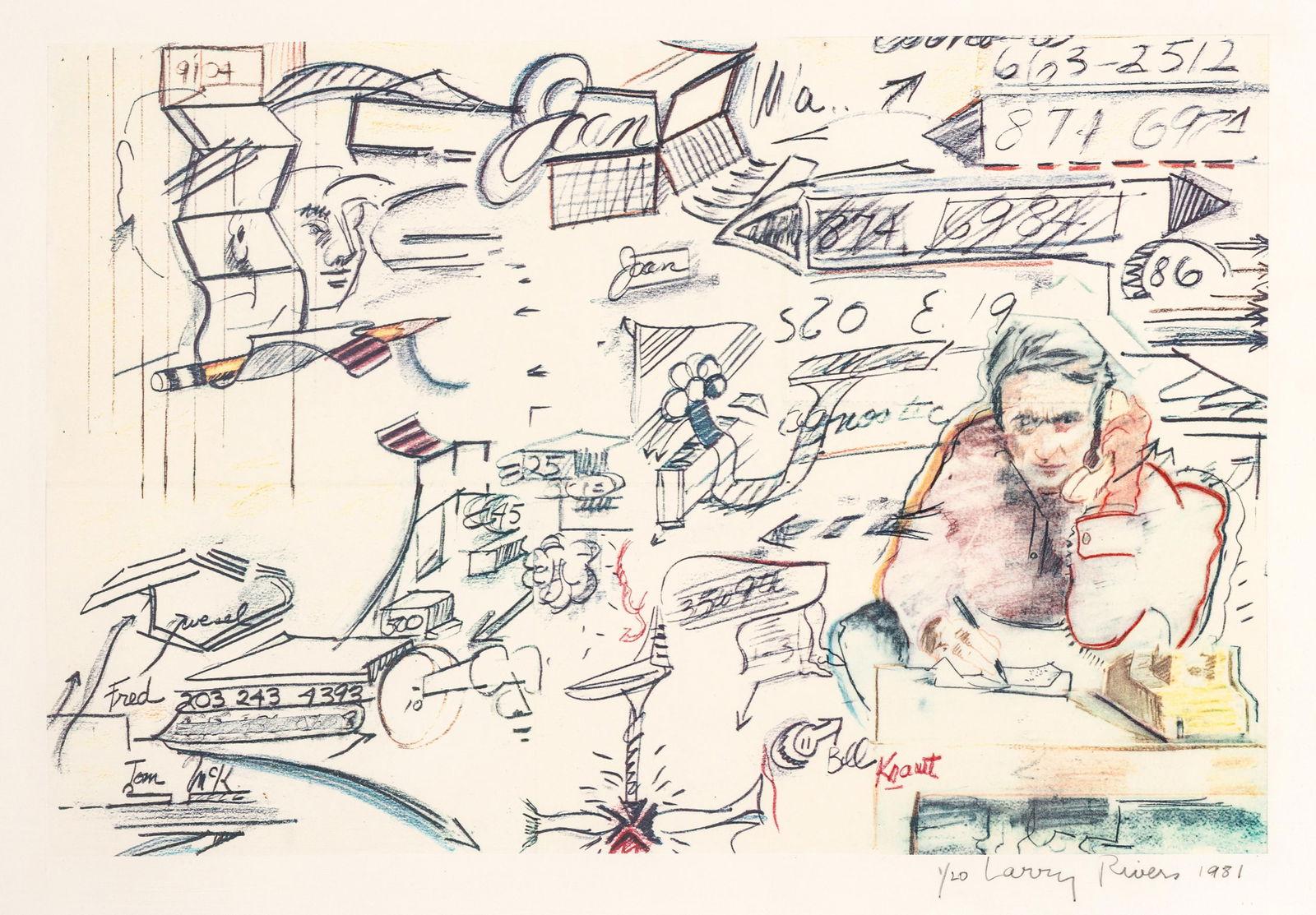 Larry Rivers (American, 1923-2002) Lithograph and Screenprint in Colors on Wove Paper, 1981, 'On the (1 of 10)