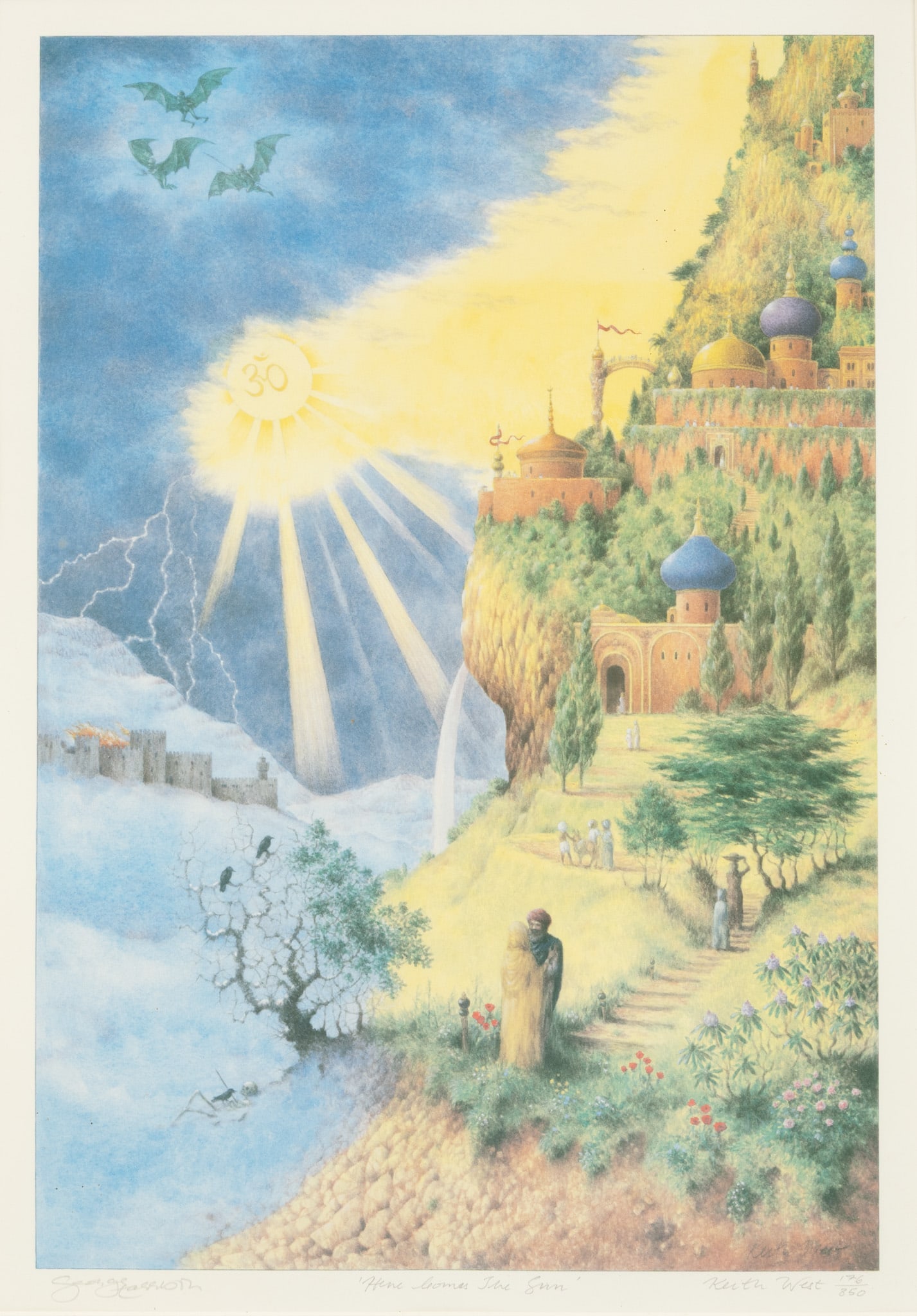 Keith West and George Harrison Lithograph on Paper 1986, 'Here Comes the Sun', 176/850 H 19" W 13" (1 of 6)