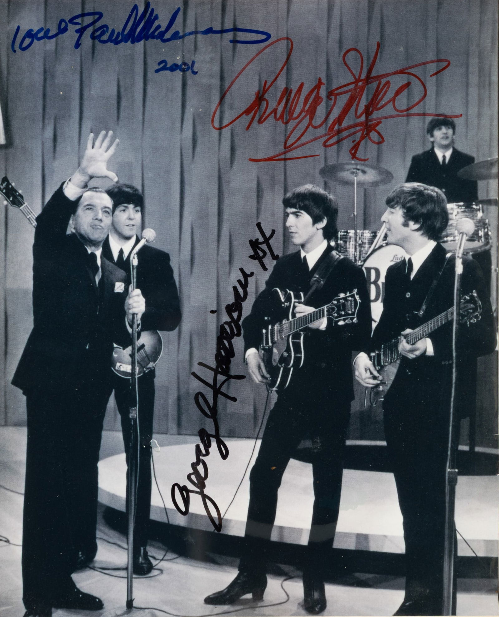 The Beatles Autographed Photograph from the Ed Sullivan Show H 9.5" W 7.25" Frame Size: H 15.5" W (1 of 5)