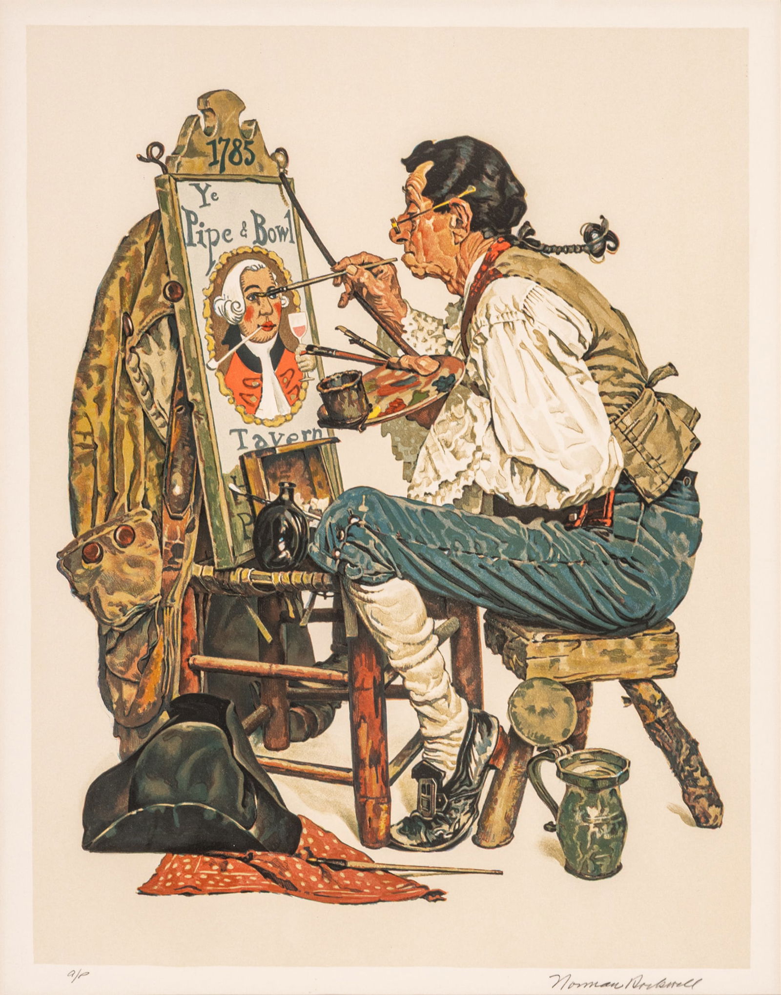 Norman Rockwell (Amerian, 1894-1978) Lithograph in Colors on Paper, Ca. 1970s, 'Ye Pipe and Bowl', H (1 of 7)