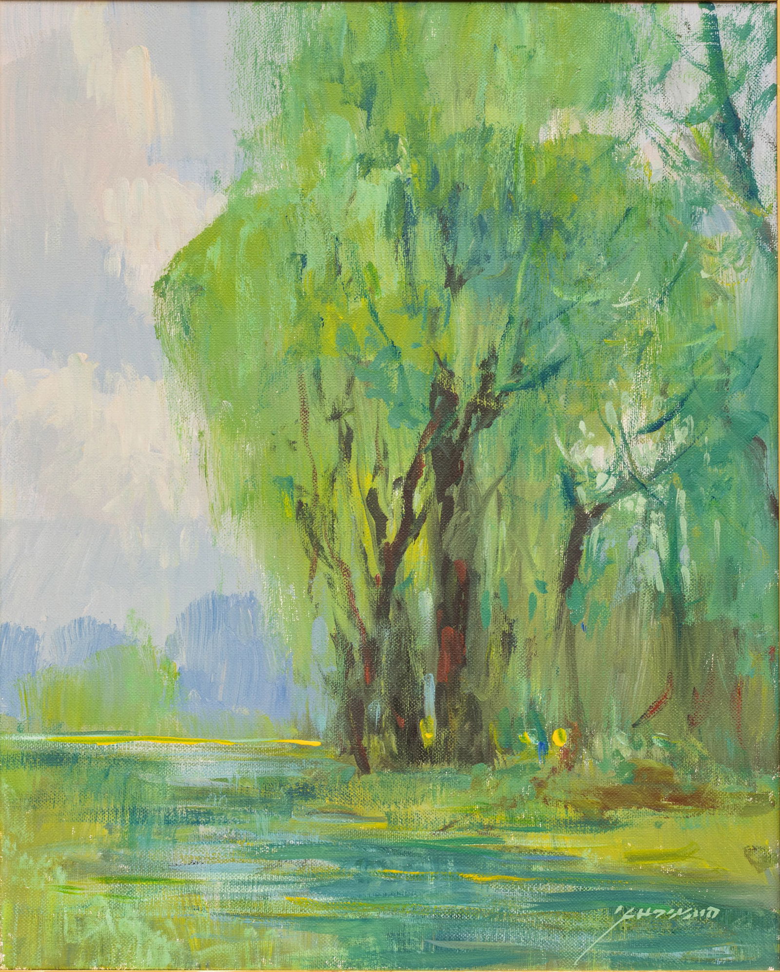 Michael Schofield (American, B. 1947) Oil on Canvas 'Weeping Willows', H 19.5" W 16" Frame Size: H (1 of 6)