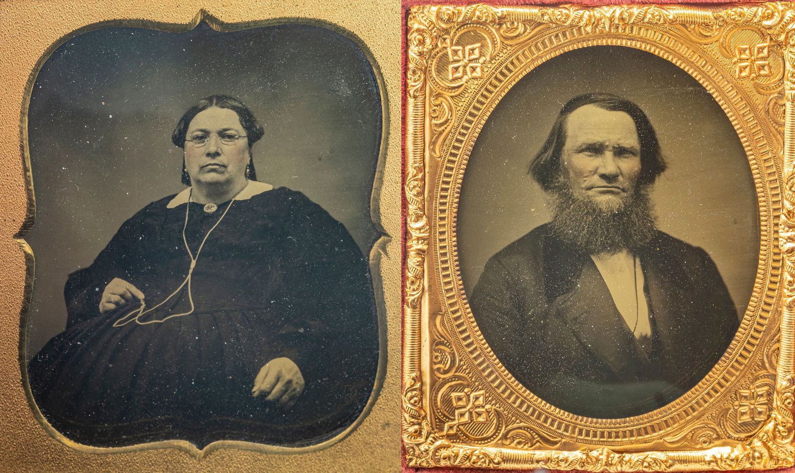 1/6 Plate Ambrotype Portraits, Nathan Stilson and Sophia Ford Stilson, Ca. 1855, H 3.25" W 2.75" 2 (1 of 7)