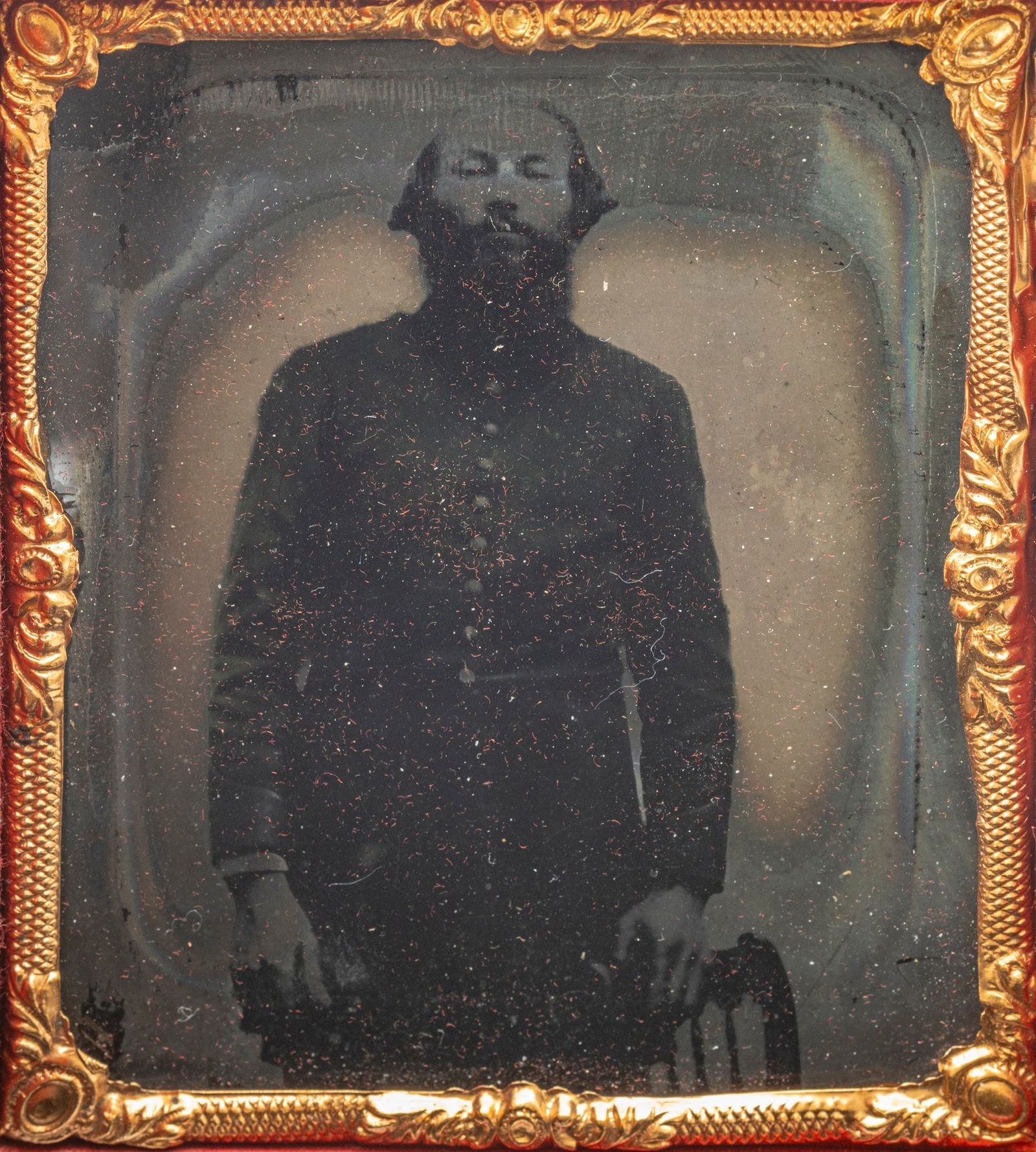 Ambrotype Union Soldier, Ca. 1860, H 3.25" W 2.75" Frame Size: H 3.75" W 3.25" (1 of 4)