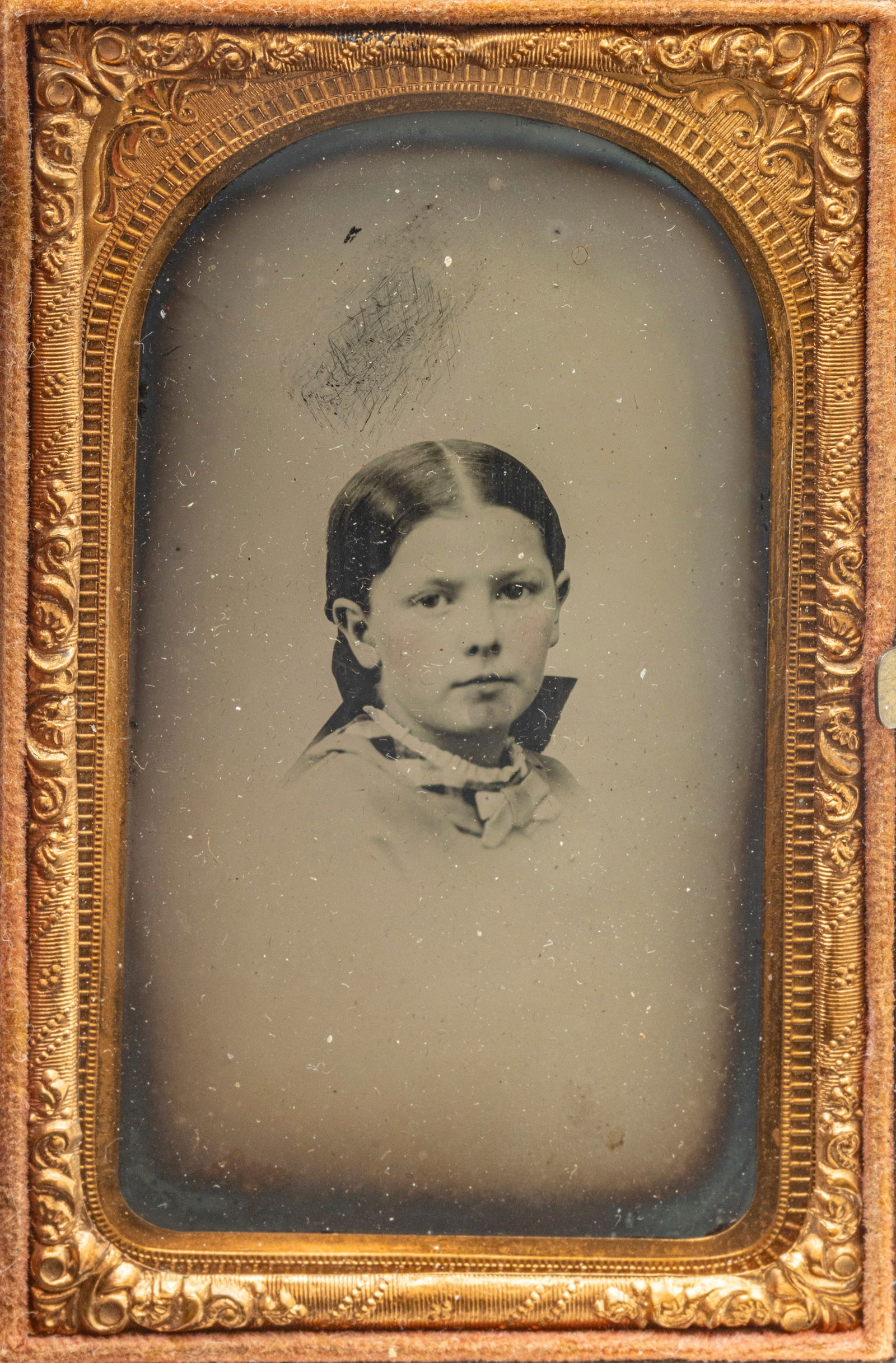 S Peck & Co. Tintype Cameo of a Girl, Ca. Circa 1850, H 3" W 1.75" (1 of 4)