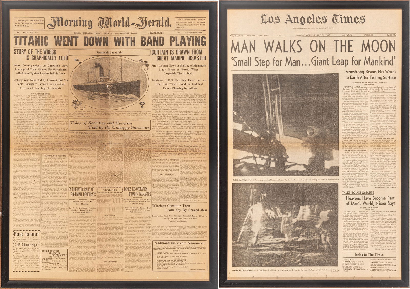 The Sinking of the Titanic and the Moon Landing, Framed Newspapers, 2 PCS (1 of 12)
