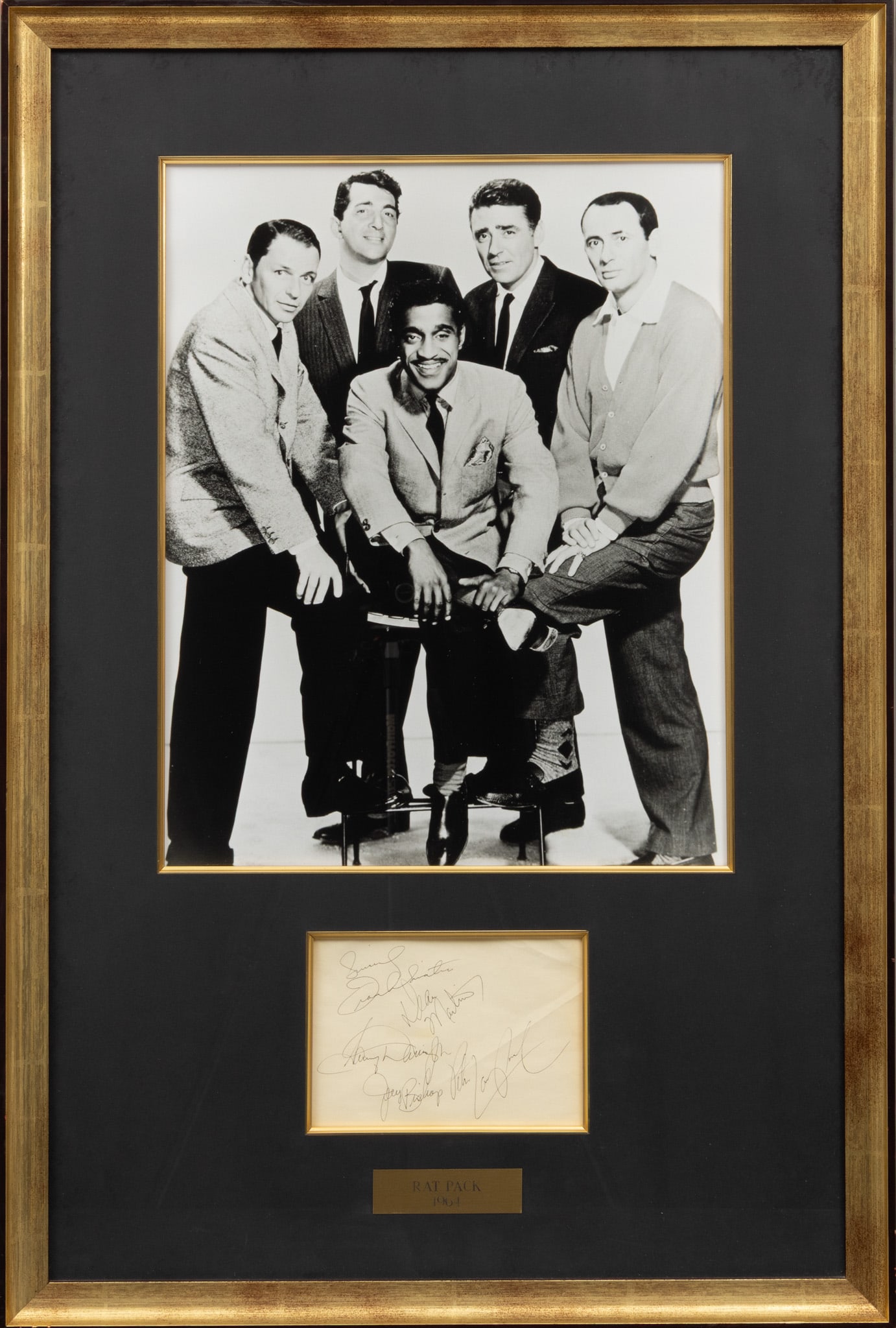 The Rat Pack Signatures and Photograph Display, H 36.25" W 24.5" (1 of 4)