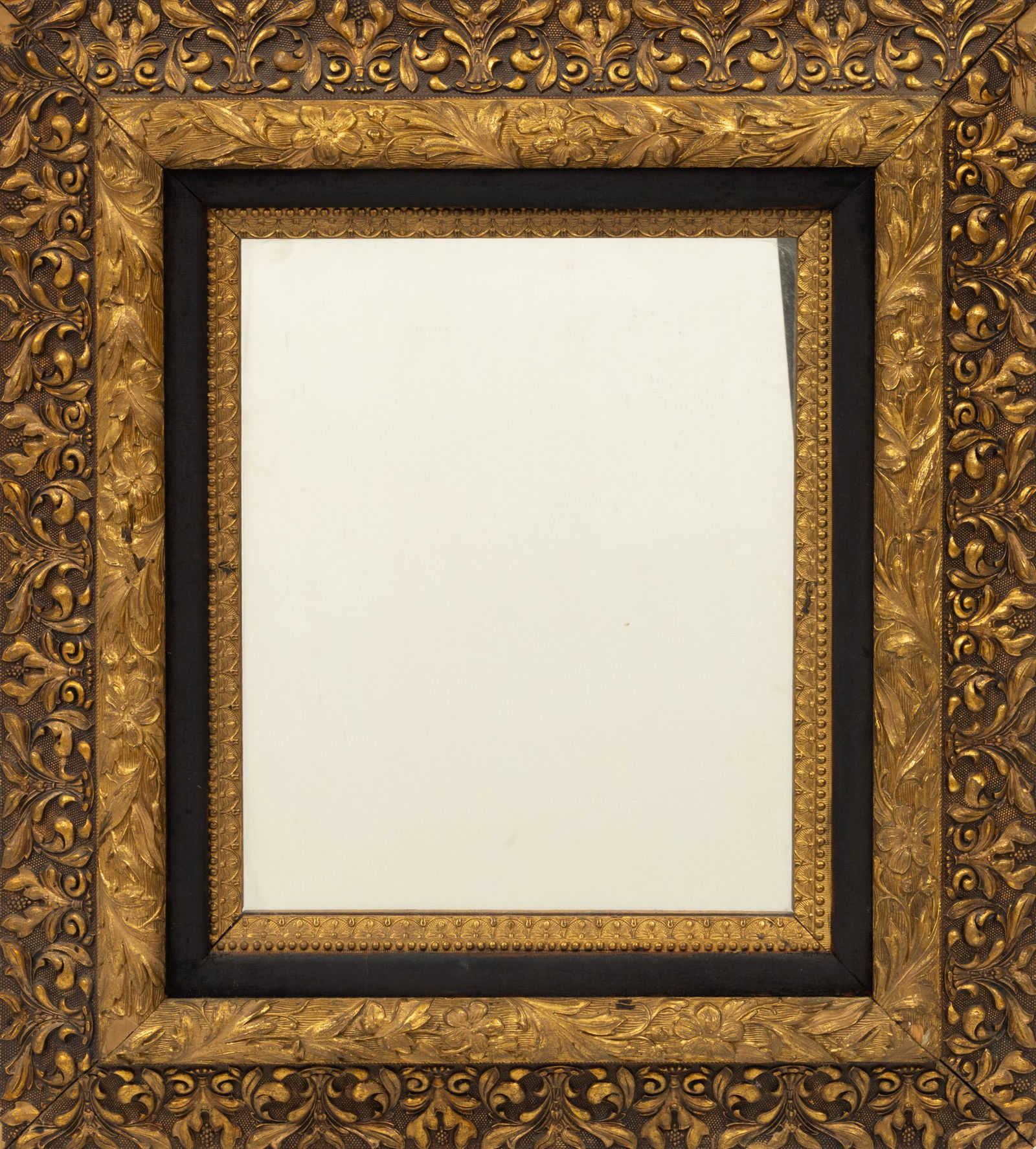 Art Nouveau Giltwood and Gesso Mirror, Early 20th C., H 28.5" W 25.75" (1 of 2)