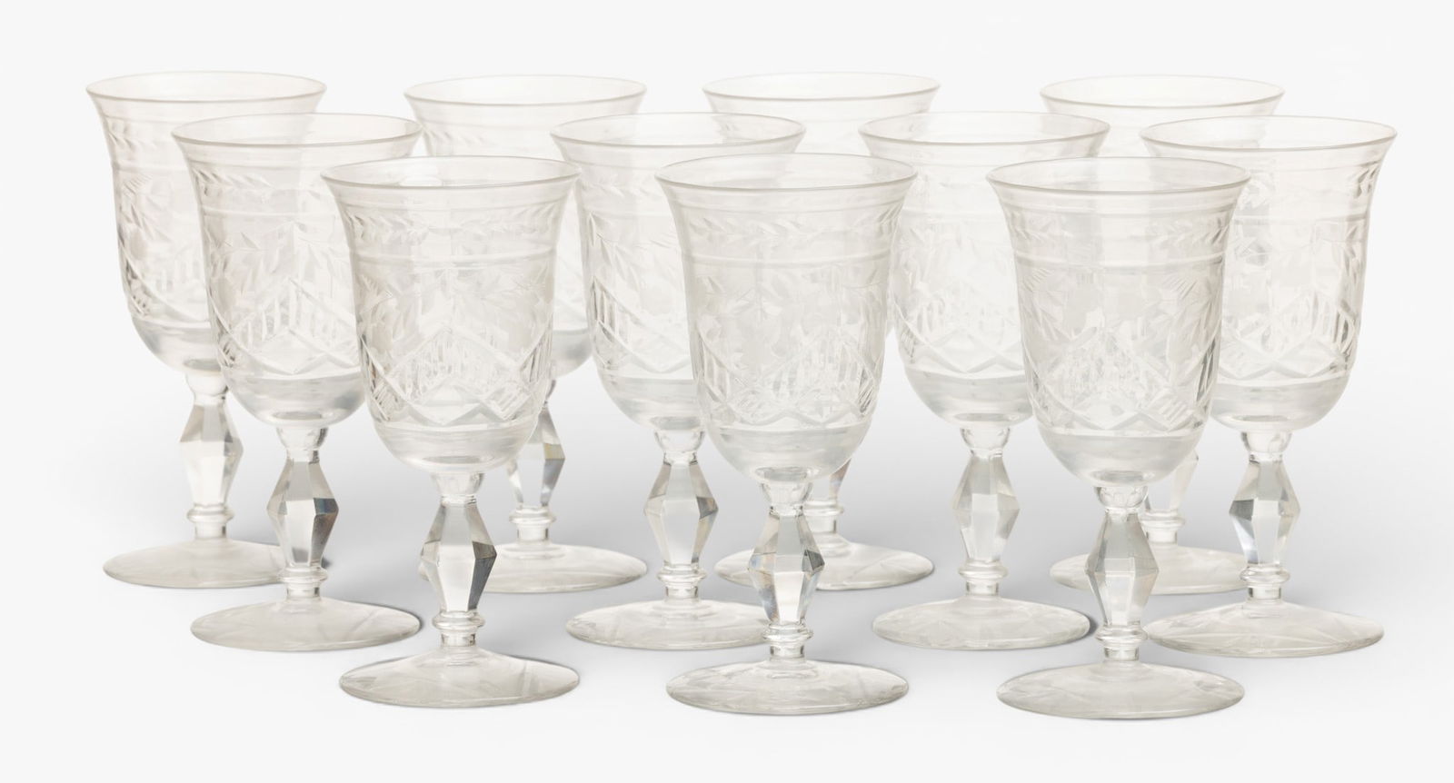 Crystal Stem Wines (11), Fine Cut 1930, H 5" 11 PCS (1 of 2)