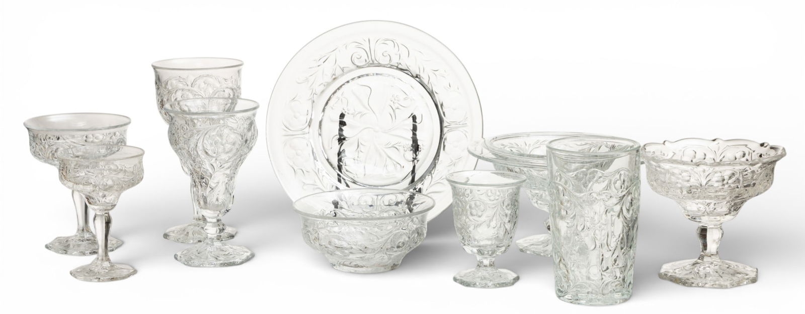 McKee "Rock Crystal Clear" Pattern Depression Glass Stemware and Serveware 1915 - 1944, 80 PCS (1 of 7)