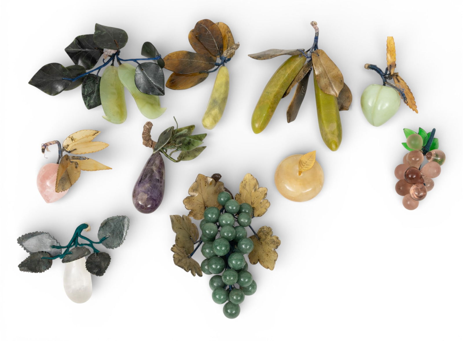 Chinese Carved Stone Apple, Kumquat, Pear 1980, 10 PCS (1 of 5)