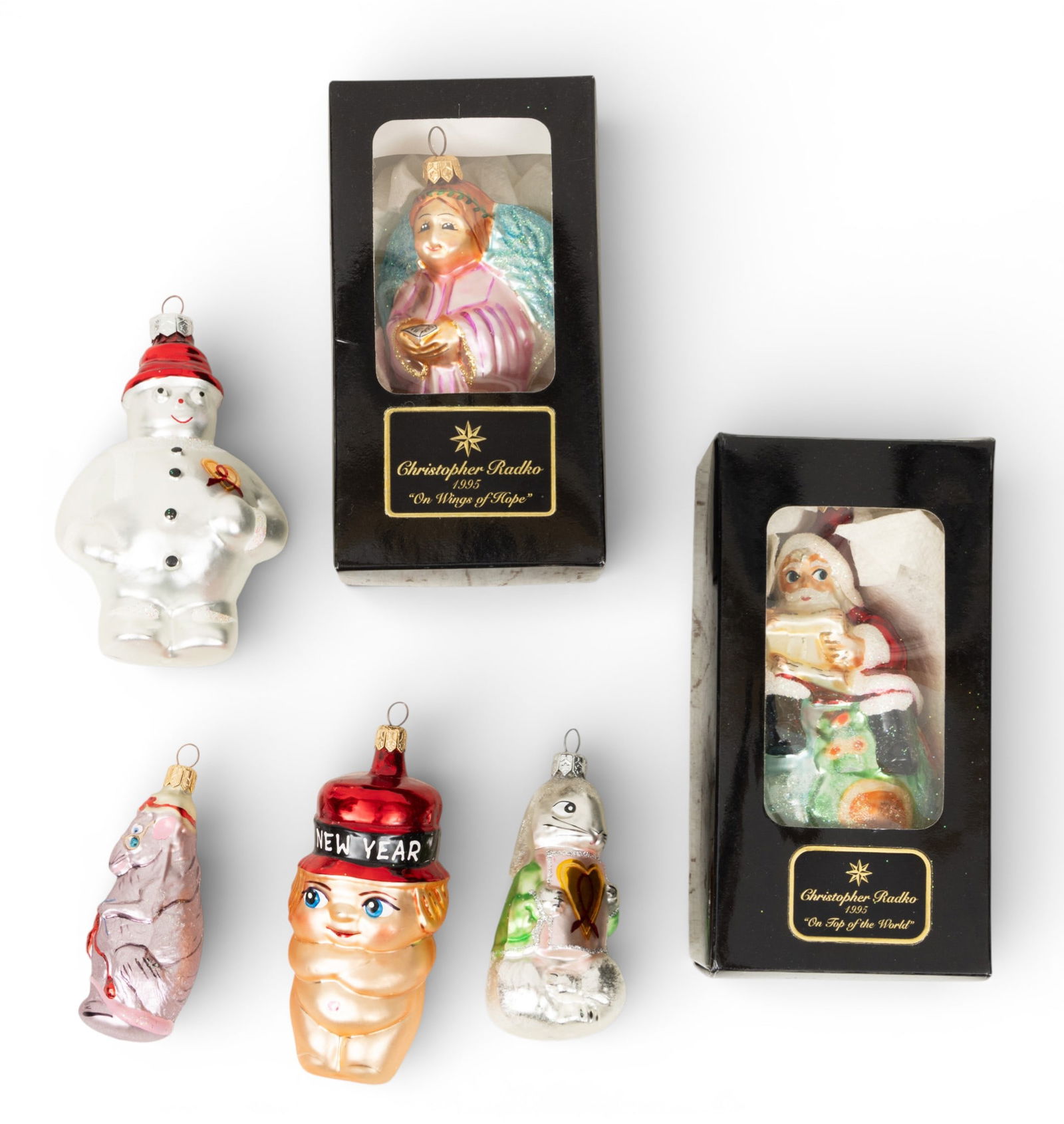 Christopher Radko (American) Est. 1985. Blown Glass Ornaments, Ca. 1995, 6 PCS (1 of 4)