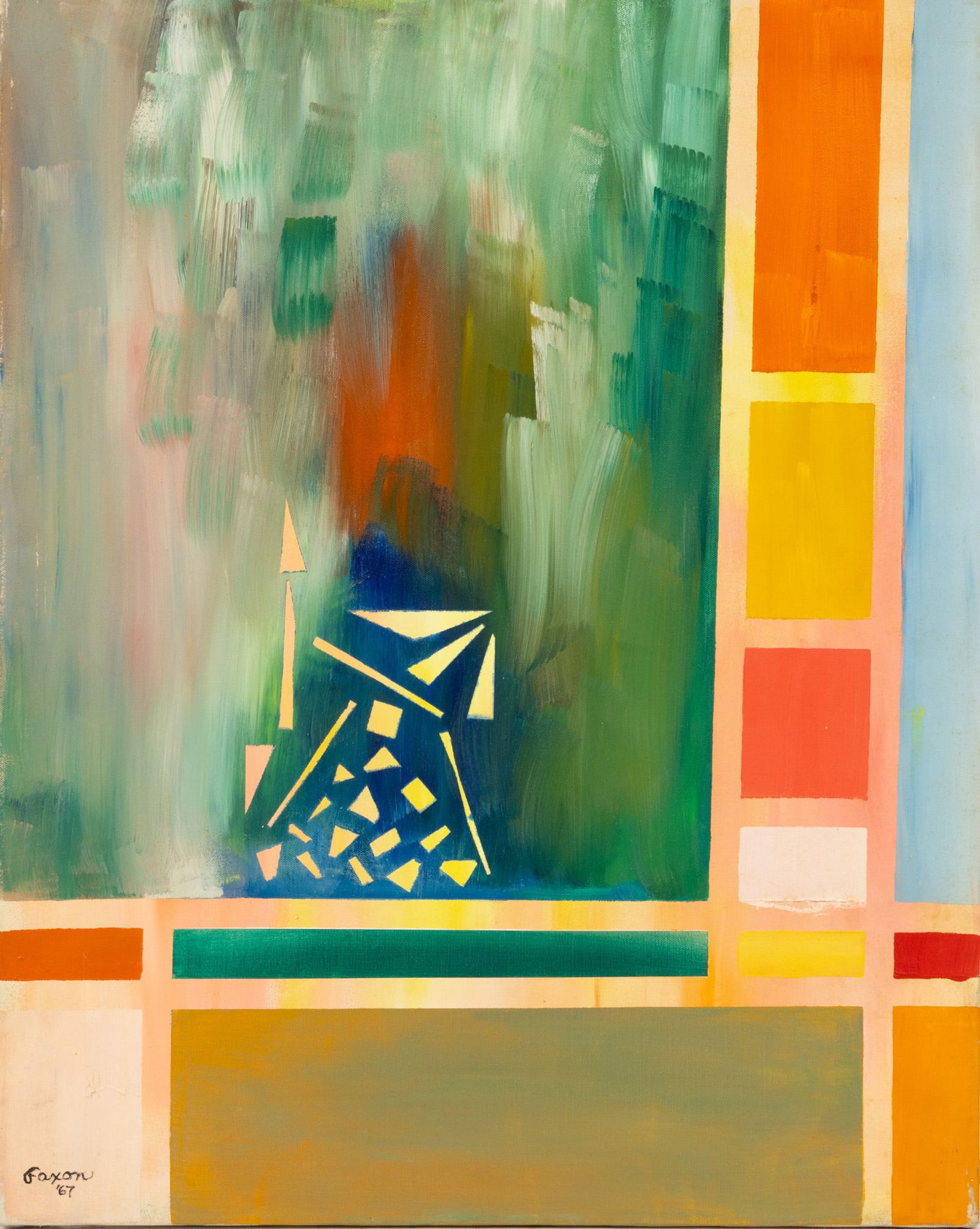 Jack Faxon (American, 1936-2020) Abstract Oil on Canvas 1967, H 30" W 24" (1 of 3)