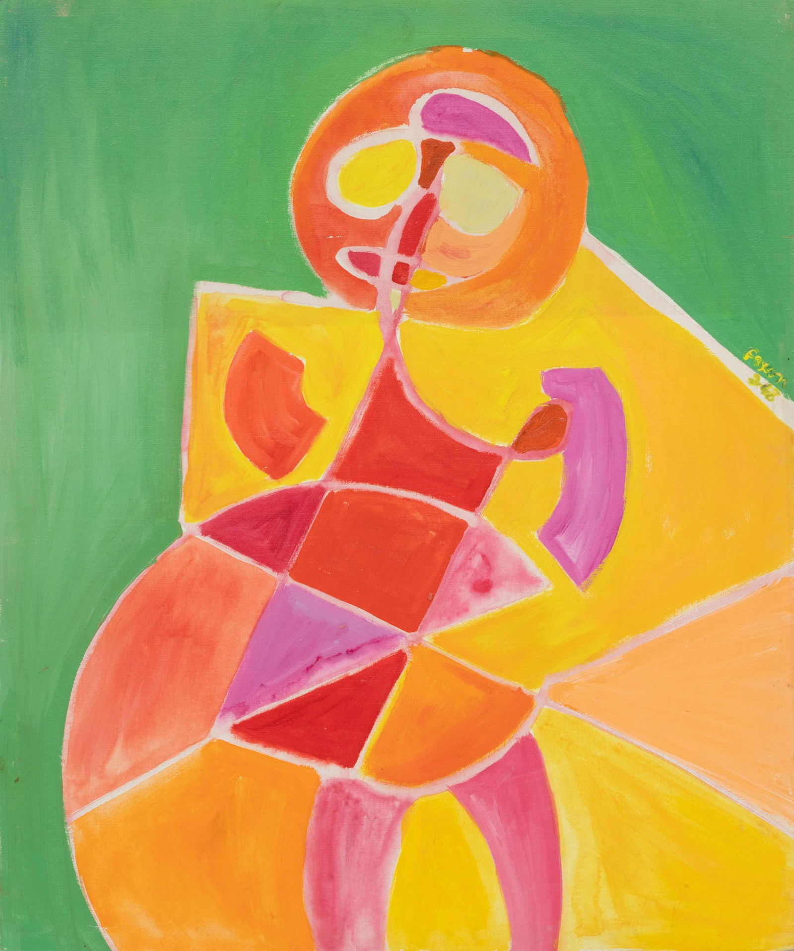 Jack Faxon (American, 1936-2020) Gouache on Artist Board 1968, 'Figural Composition', H 24" W 20" 1 (1 of 3)
