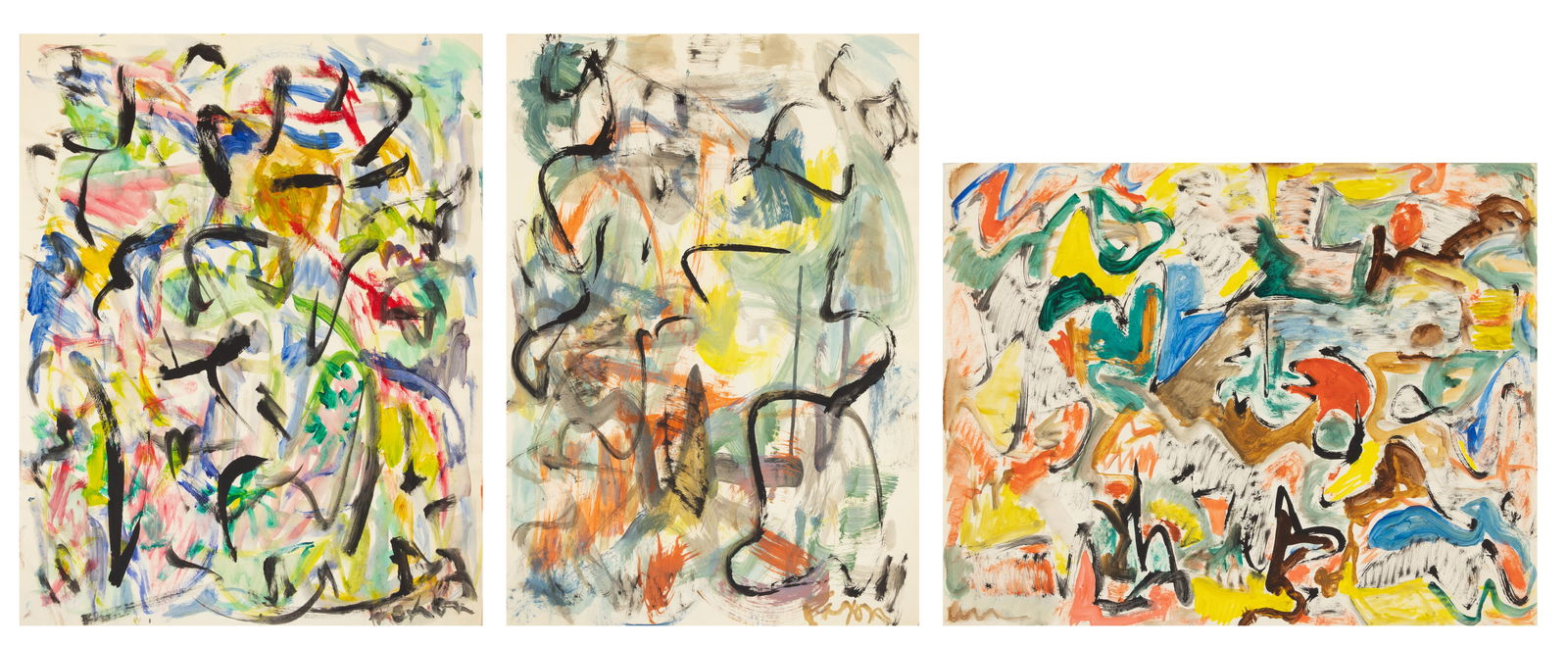 Jack Faxon (American, 1936-2020) Gouache on Paper 'Abstract', H 24" W 20" 3 PCS (1 of 9)