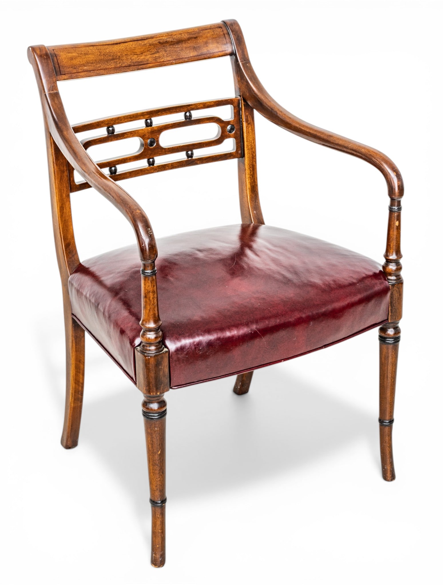 Hickory Chair Company (American) Regency Style Mahogany Armchair 20th C., H 34.75" W 19" Depth (1 of 9)