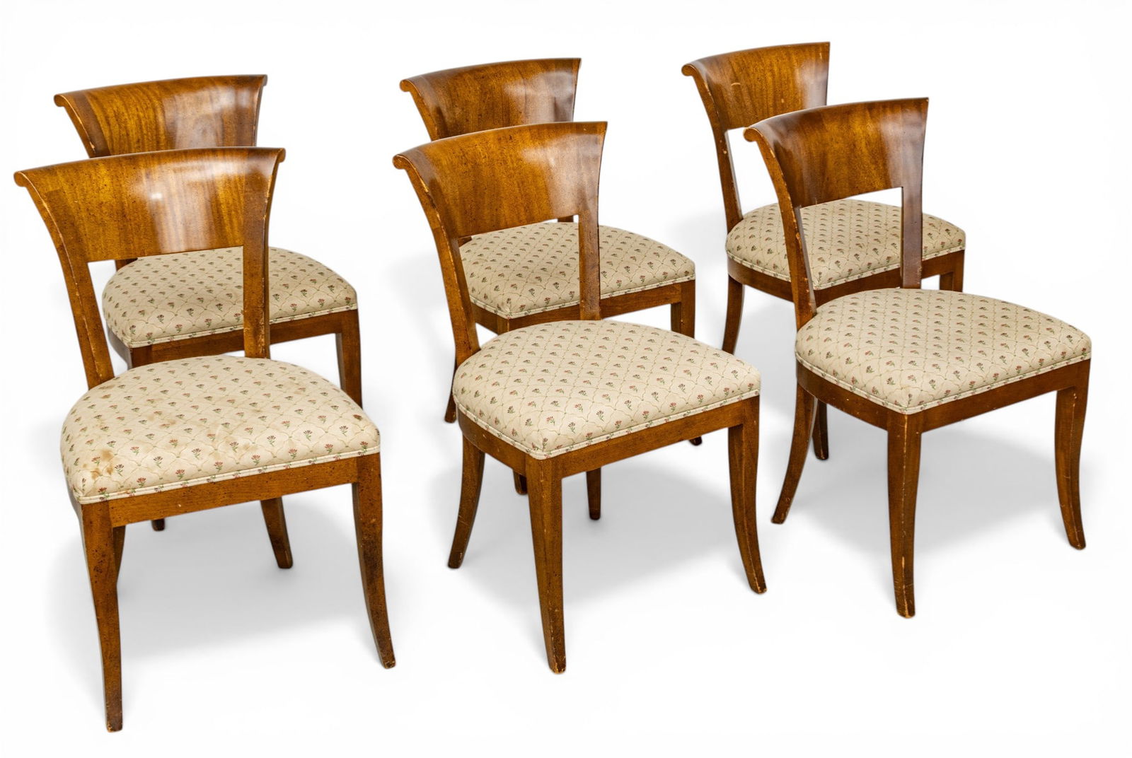 Biedermeier Style Mahogany Dining Chairs H 33" W 19.5" Depth 17.5" 6 PCS (1 of 9)